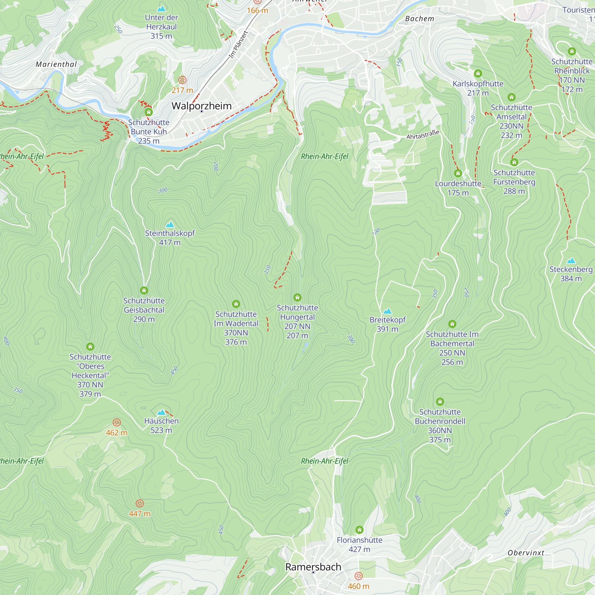 Schutzhütte Hungertal 207 NN map