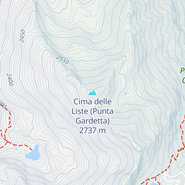 Map of Cima delle Liste (Punta Gardetta)