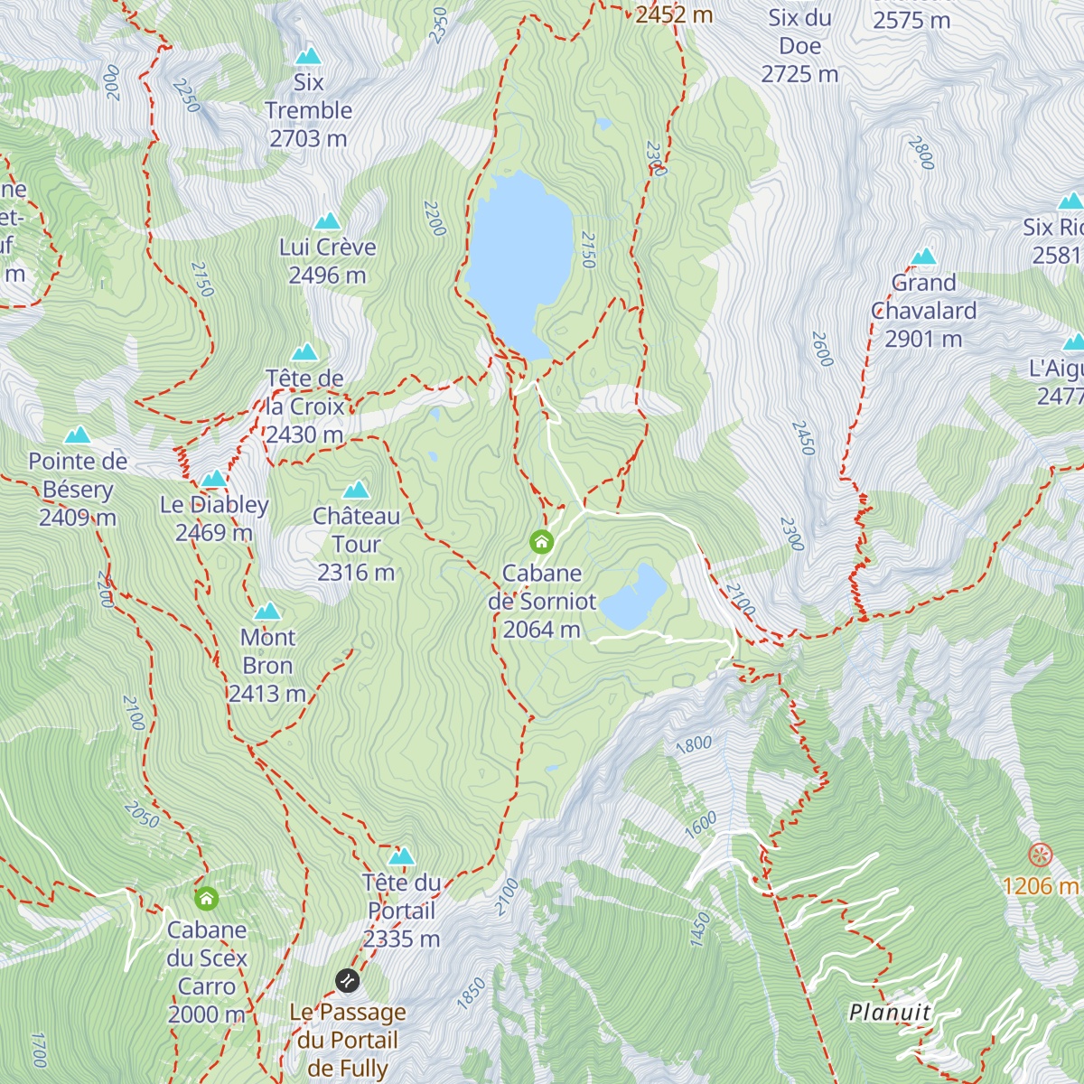 Cabane de Sorniot map