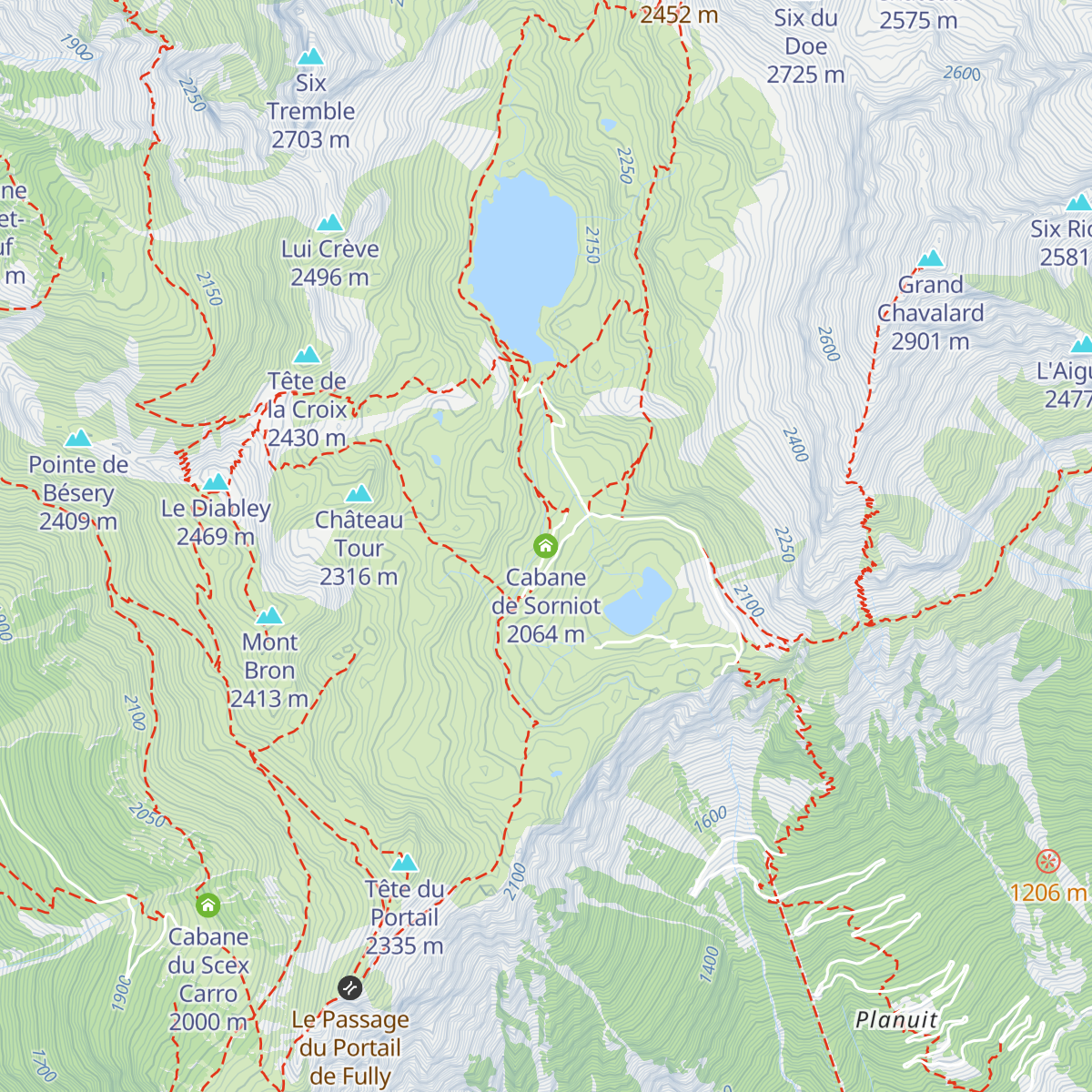 Cabane de Sorniot map