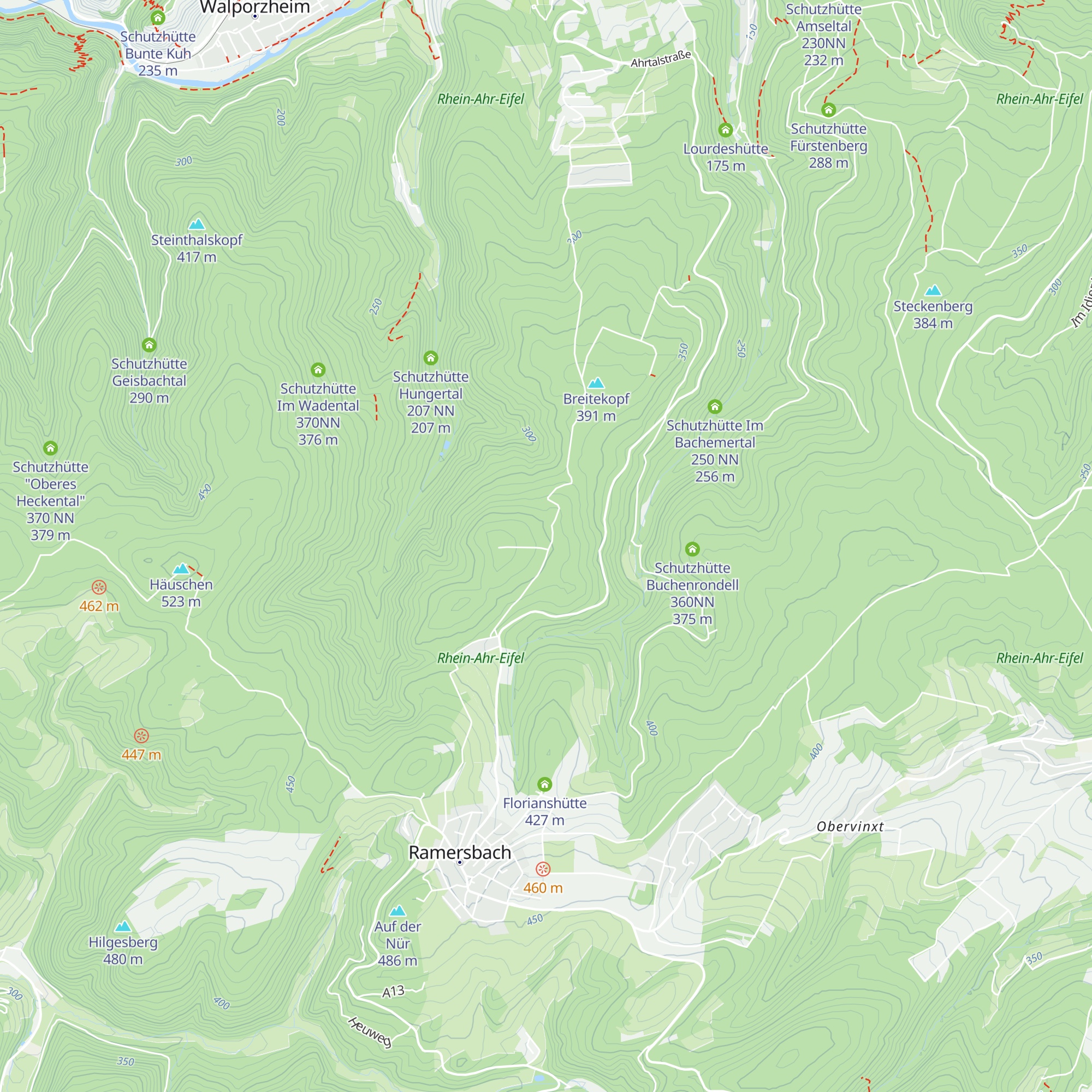 Schutzhütte an der Alten Mauer 420NN map