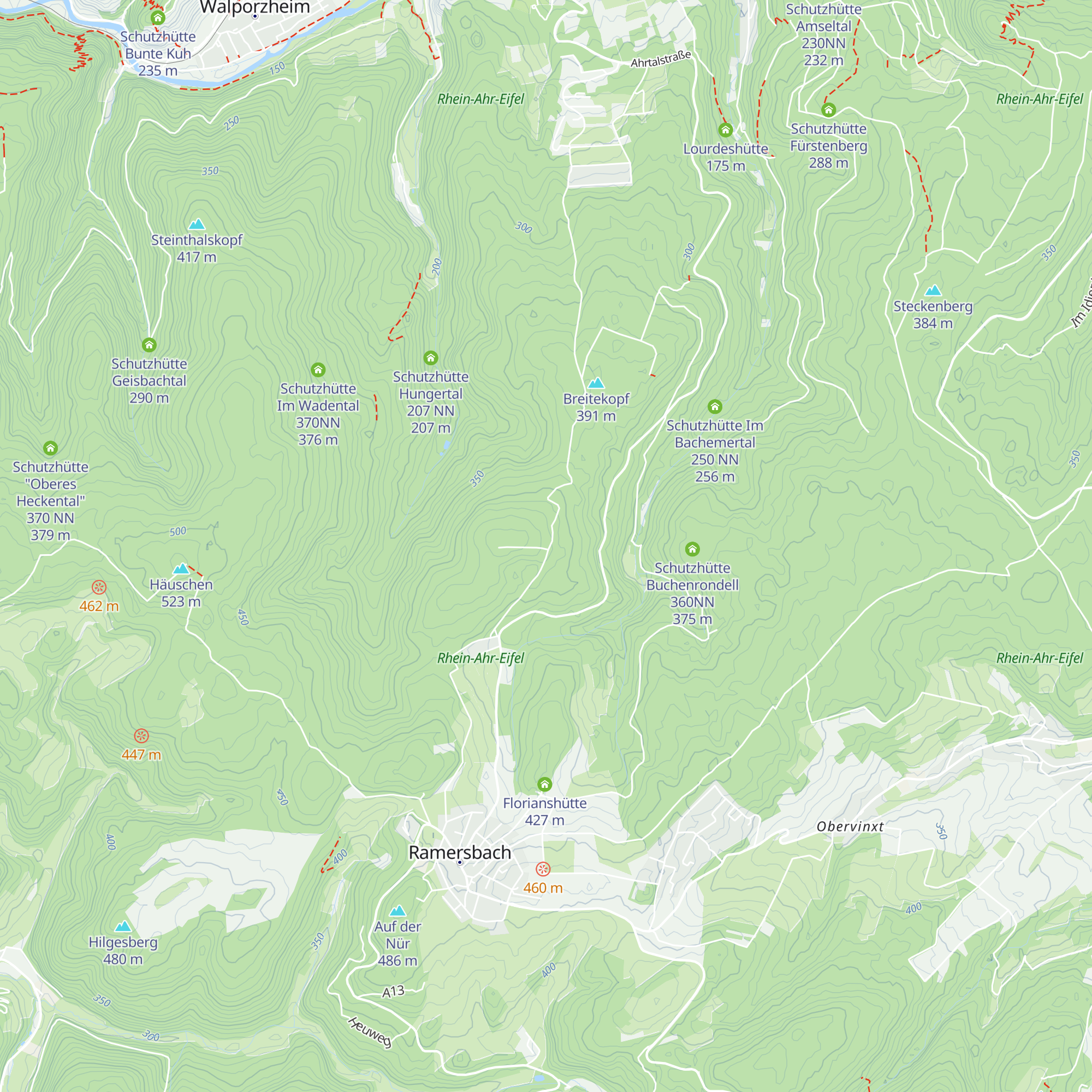 Schutzhütte an der Alten Mauer 420NN map