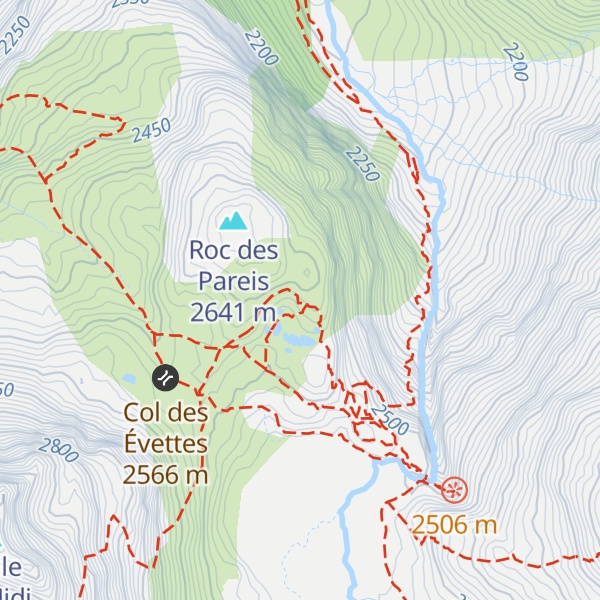 Map of Refuge des Évettes