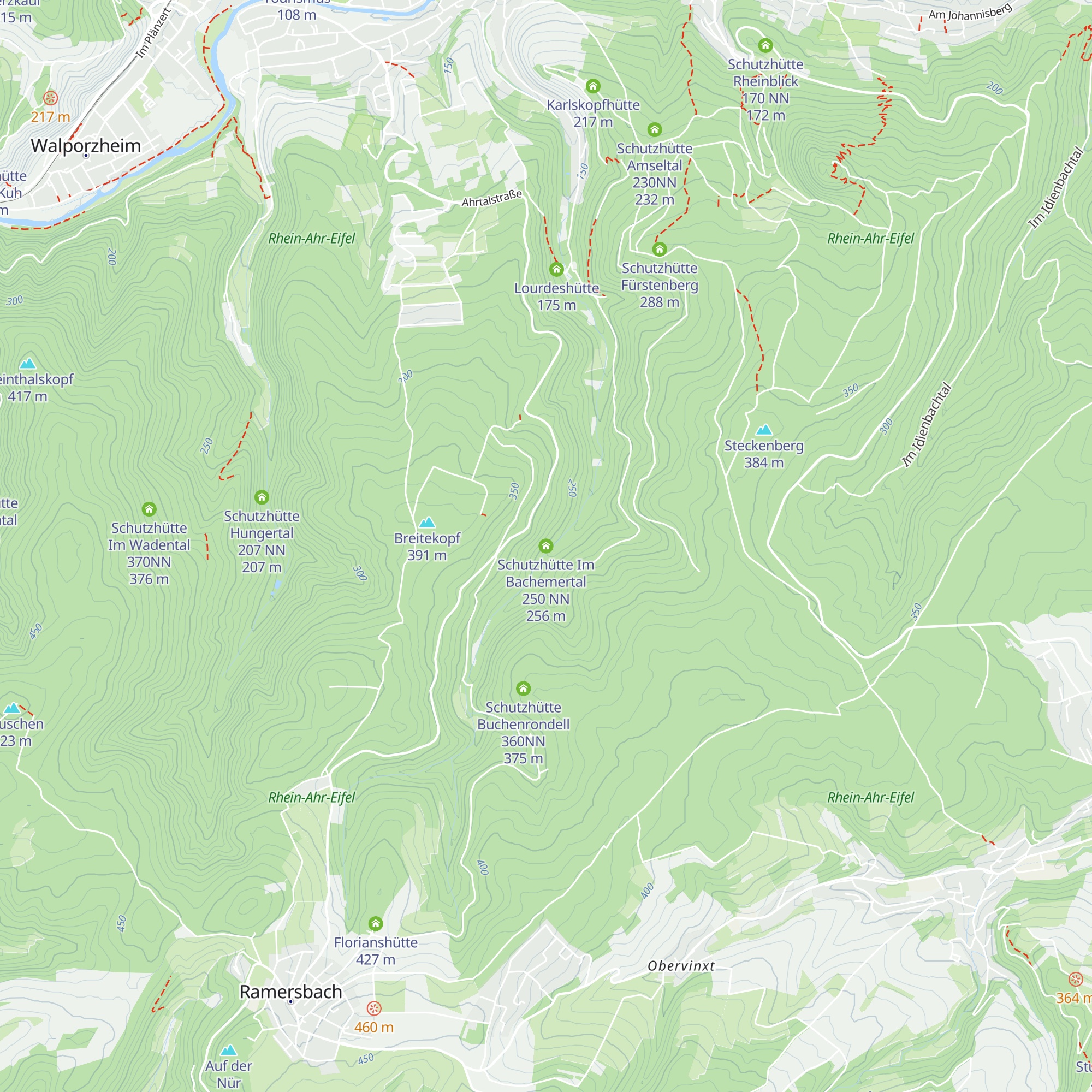 Schutzhütte Im Bachemertal 250 NN map