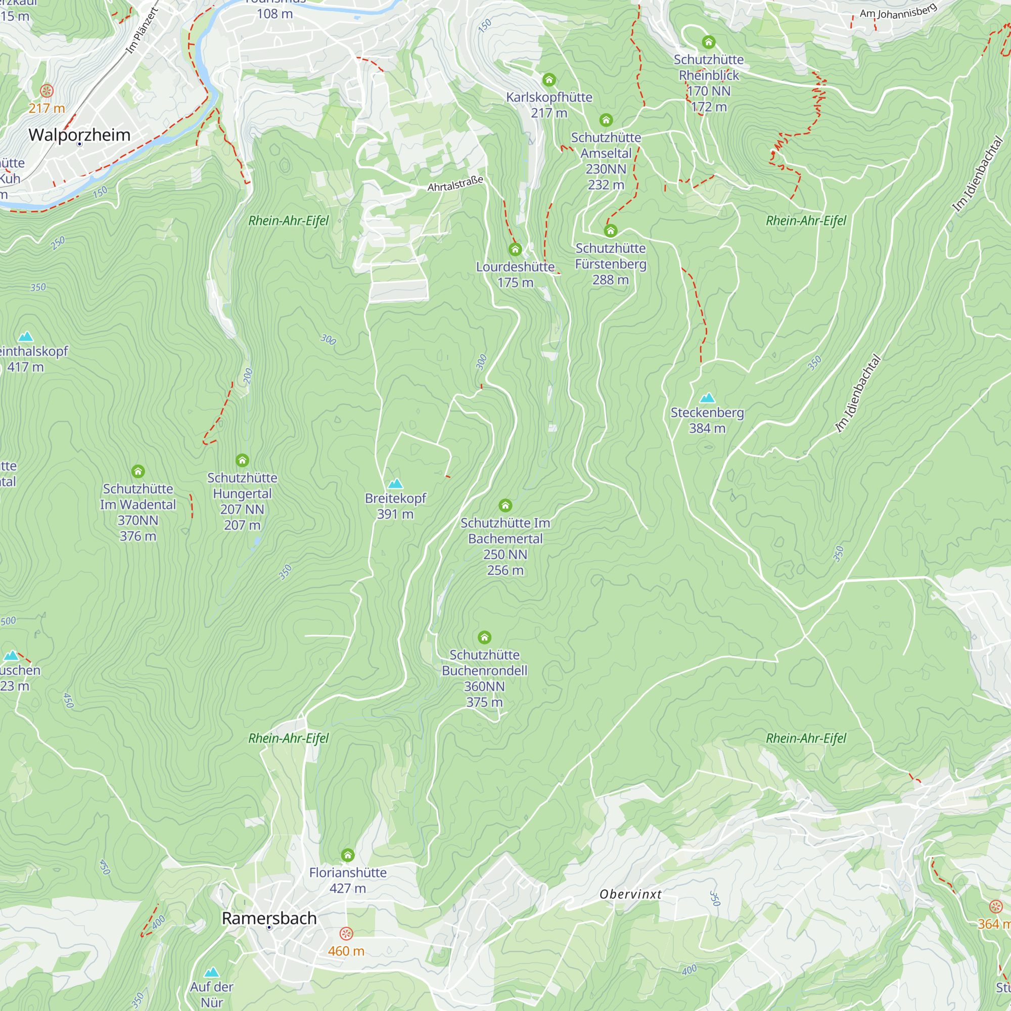 Schutzhütte Im Bachemertal 250 NN map