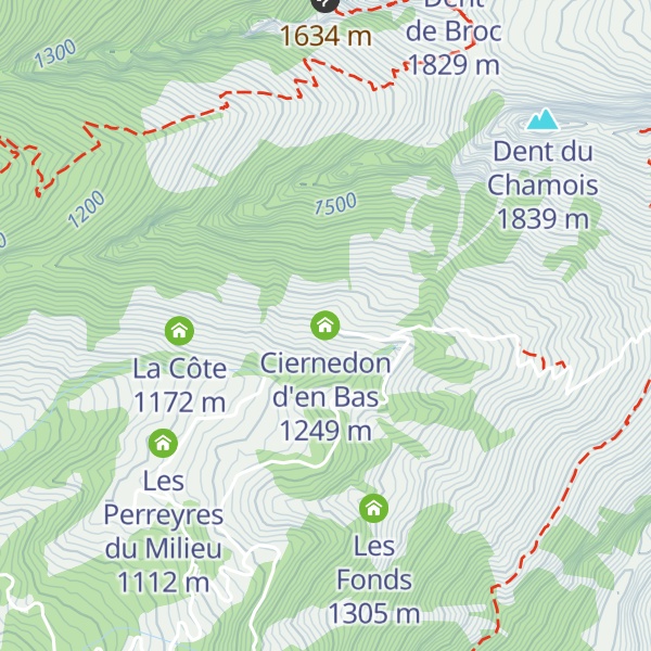 Map of Ciernedon d'en Bas