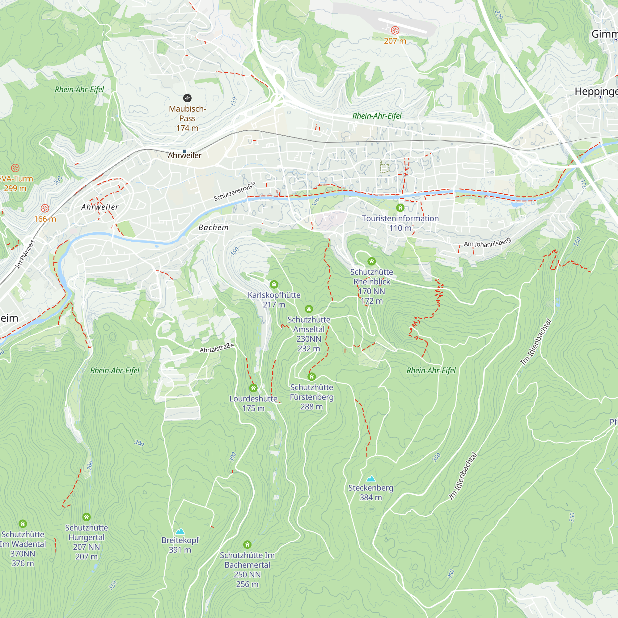 Schutzhütte Amseltal 230NN map