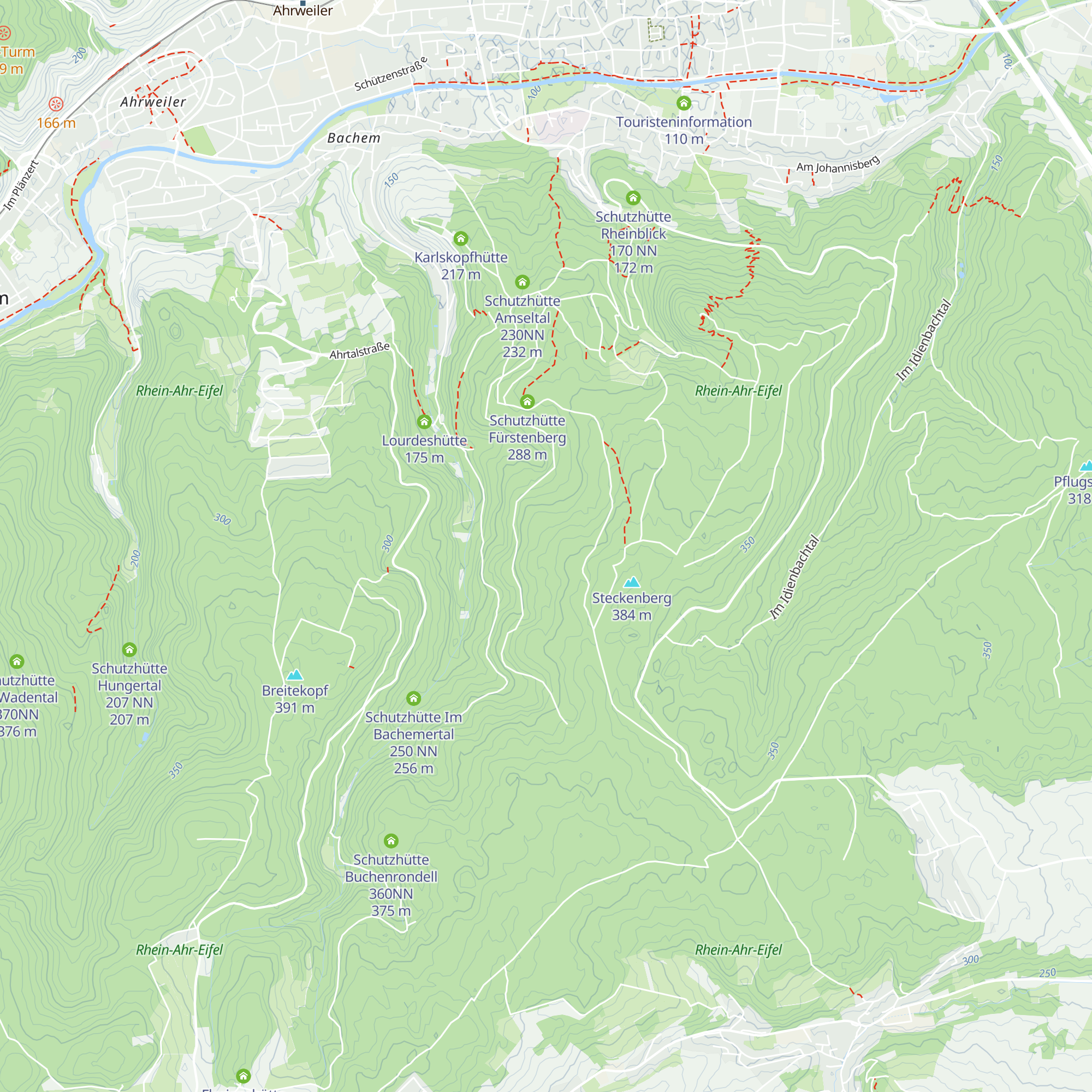 Schutzhütte am Kreuzrastweg 300NN map