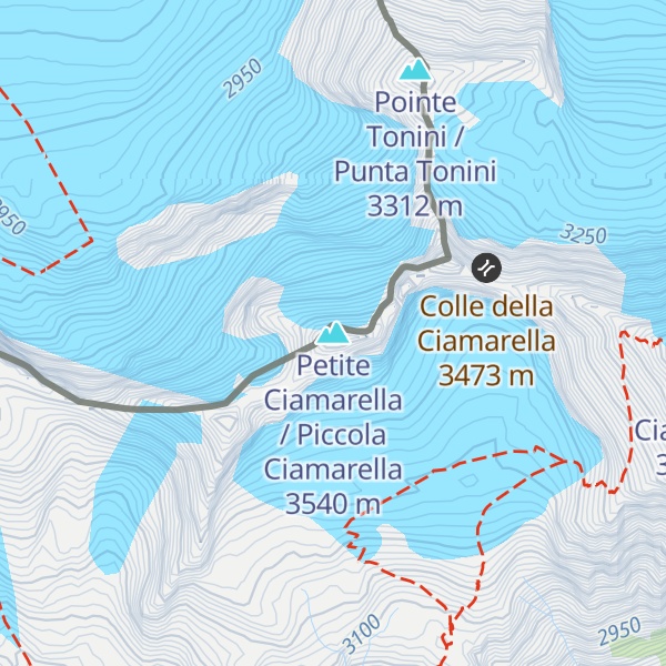 Map of Petite Ciamarella / Piccola Ciamarella