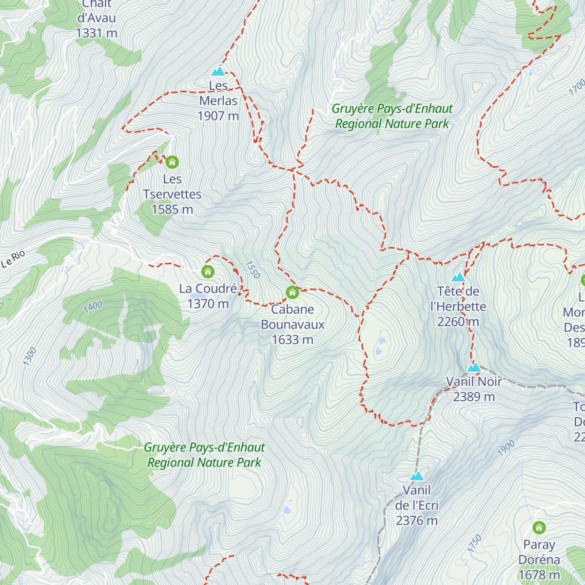 Cabane Bounavaux map