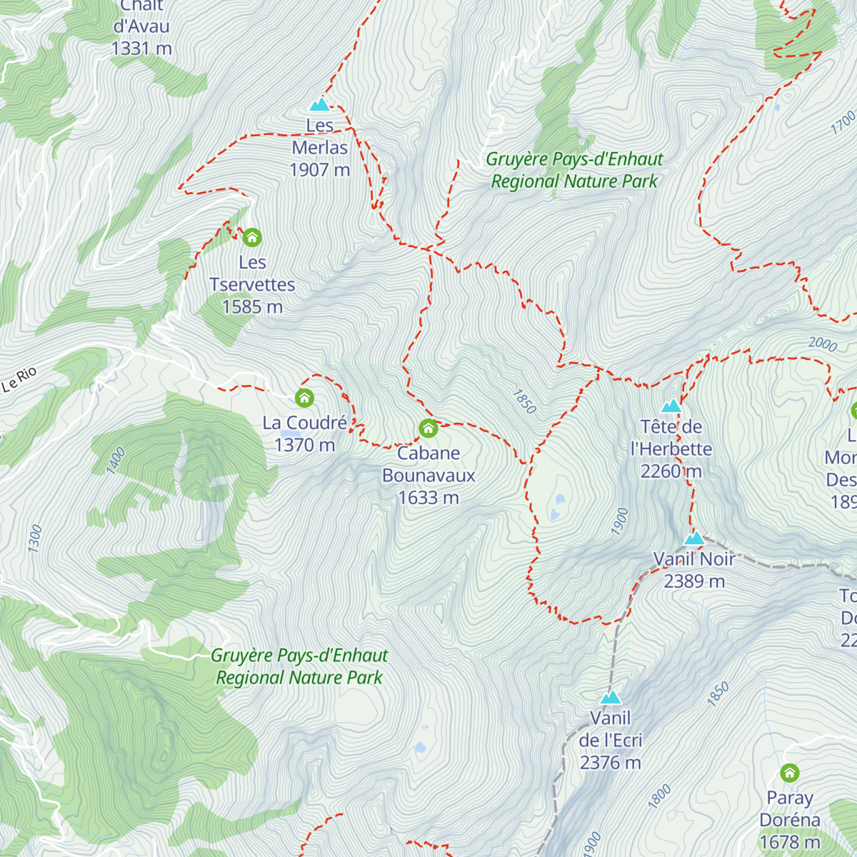 Cabane Bounavaux map