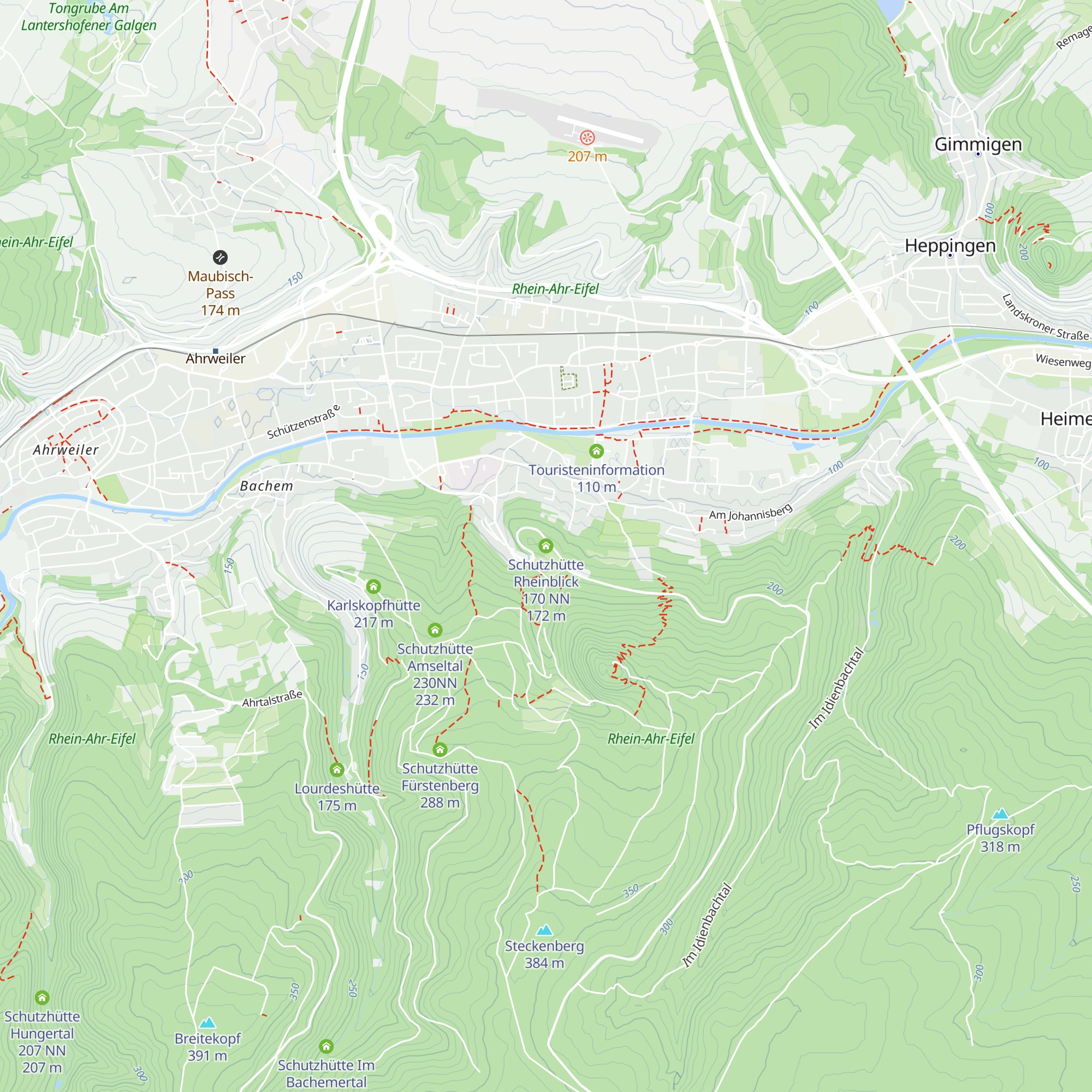 Schutzhütte Rheinblick 170 NN map