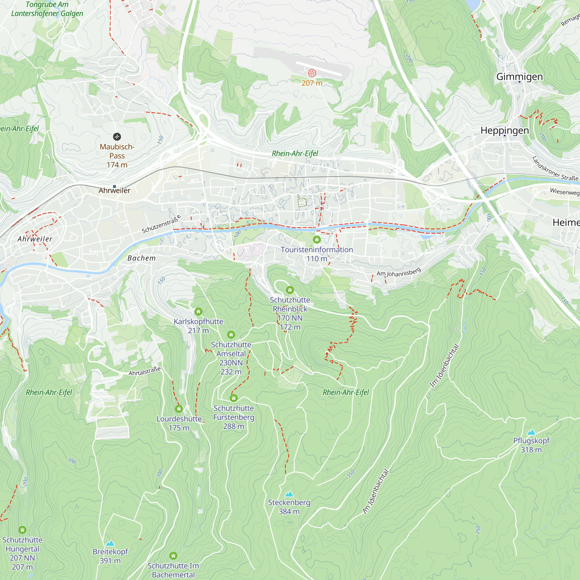 Schutzhütte Rheinblick 170 NN map