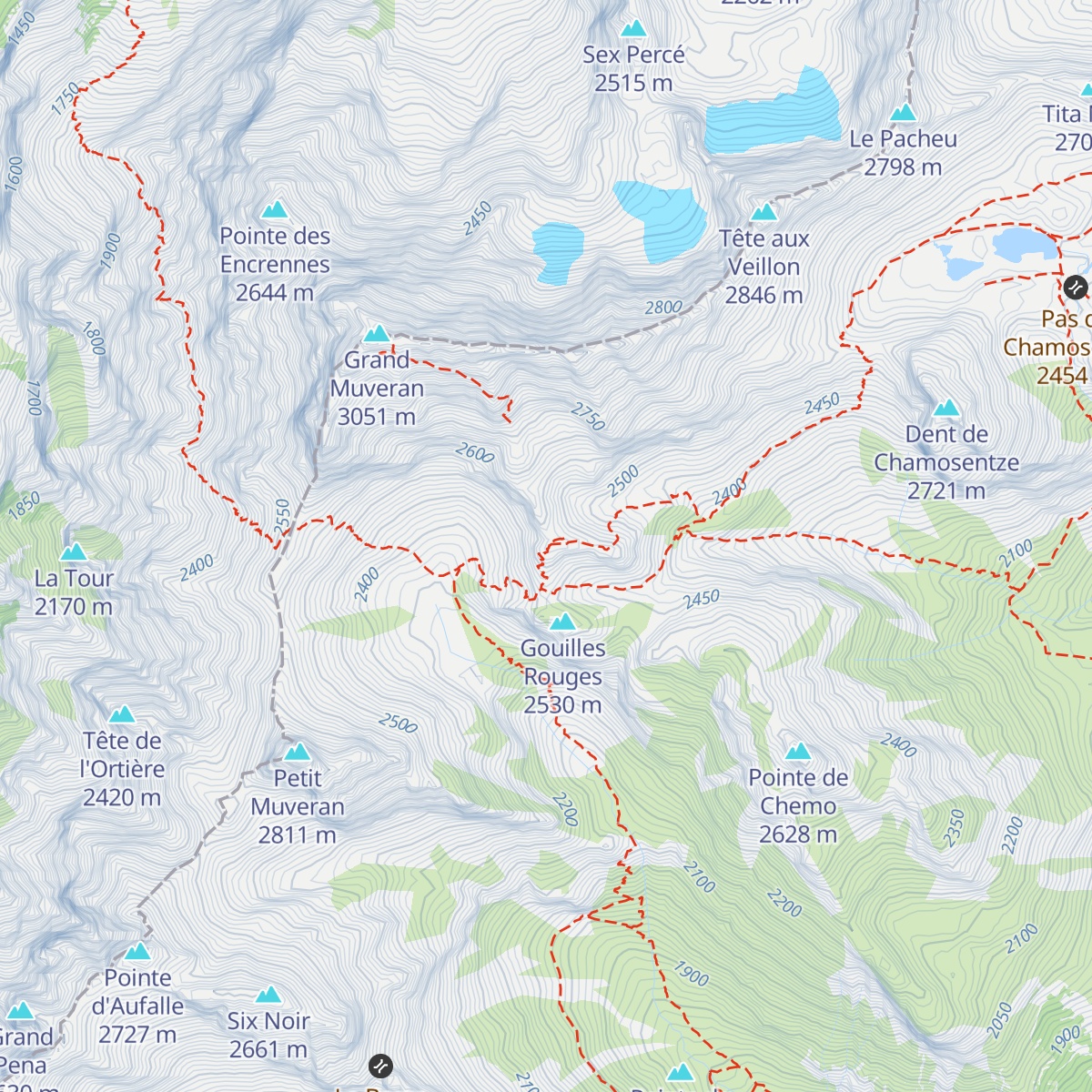 Cabane Rambert map