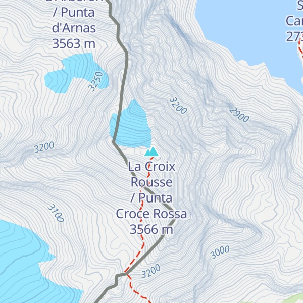 Map of La Croix Rousse / Punta Croce Rossa