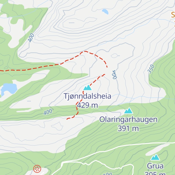 Map of Tjønndalsheia
