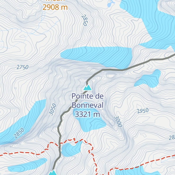 Map of Pointe de Bonneval