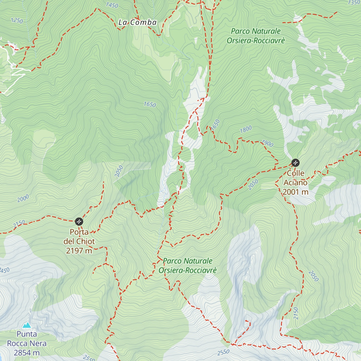 Rifugio Toesca map