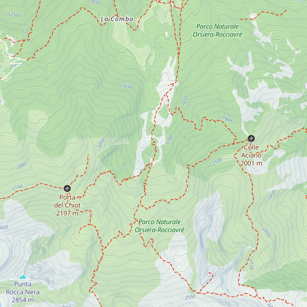Rifugio Toesca map
