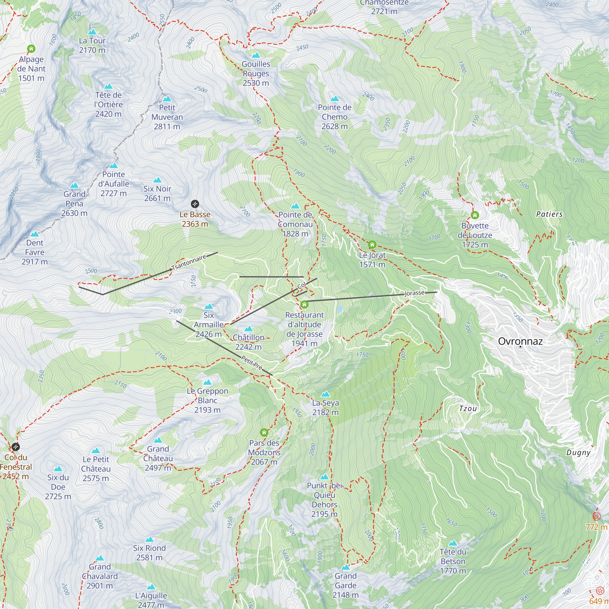 Restaurant d'altitude de Jorasse map