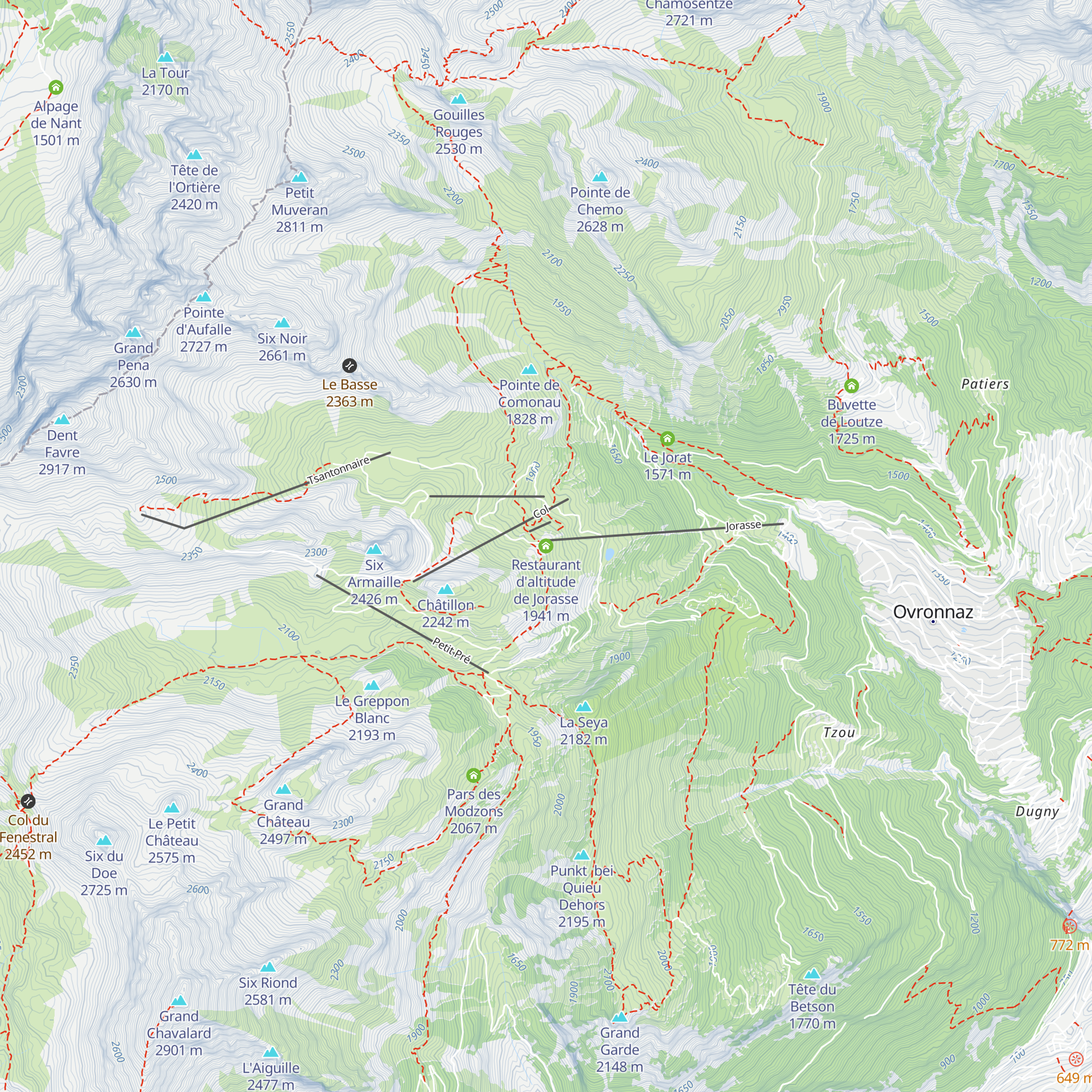 Restaurant d'altitude de Jorasse map
