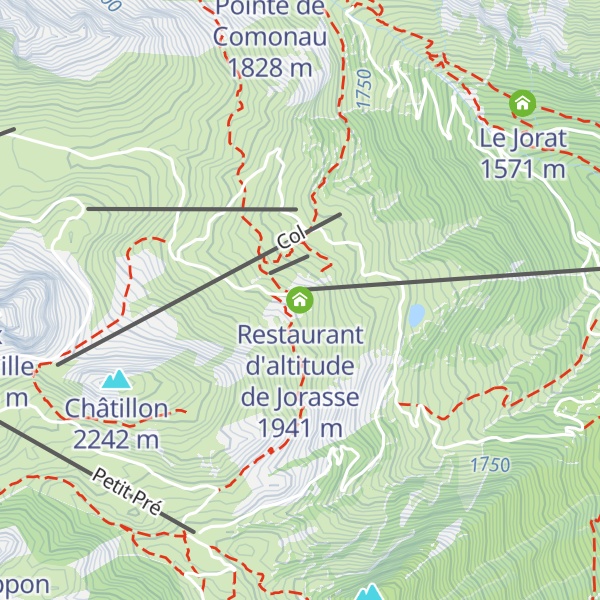 Map of Restaurant d'altitude de Jorasse