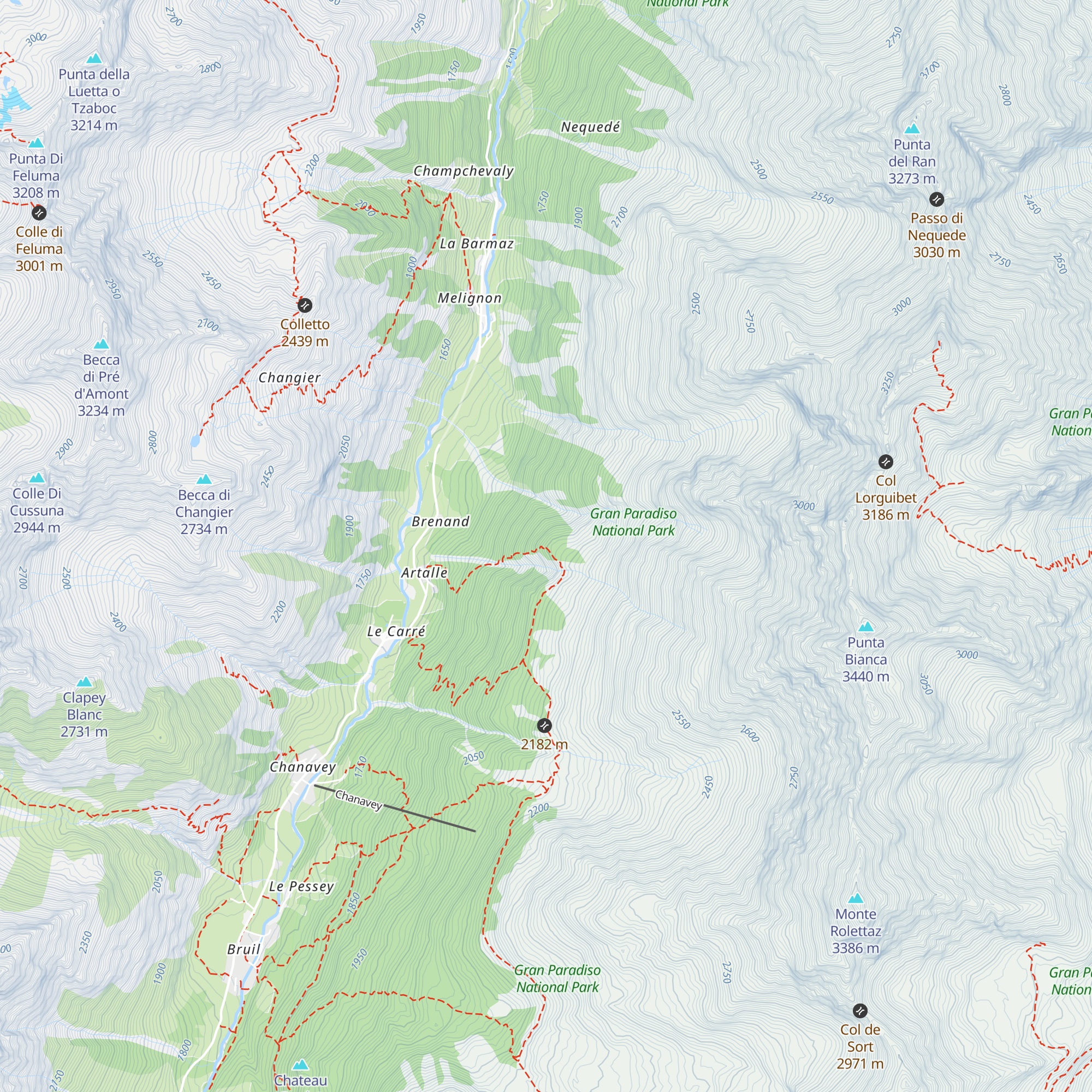 Casotto P.N.G.P. di Le Péchoud map