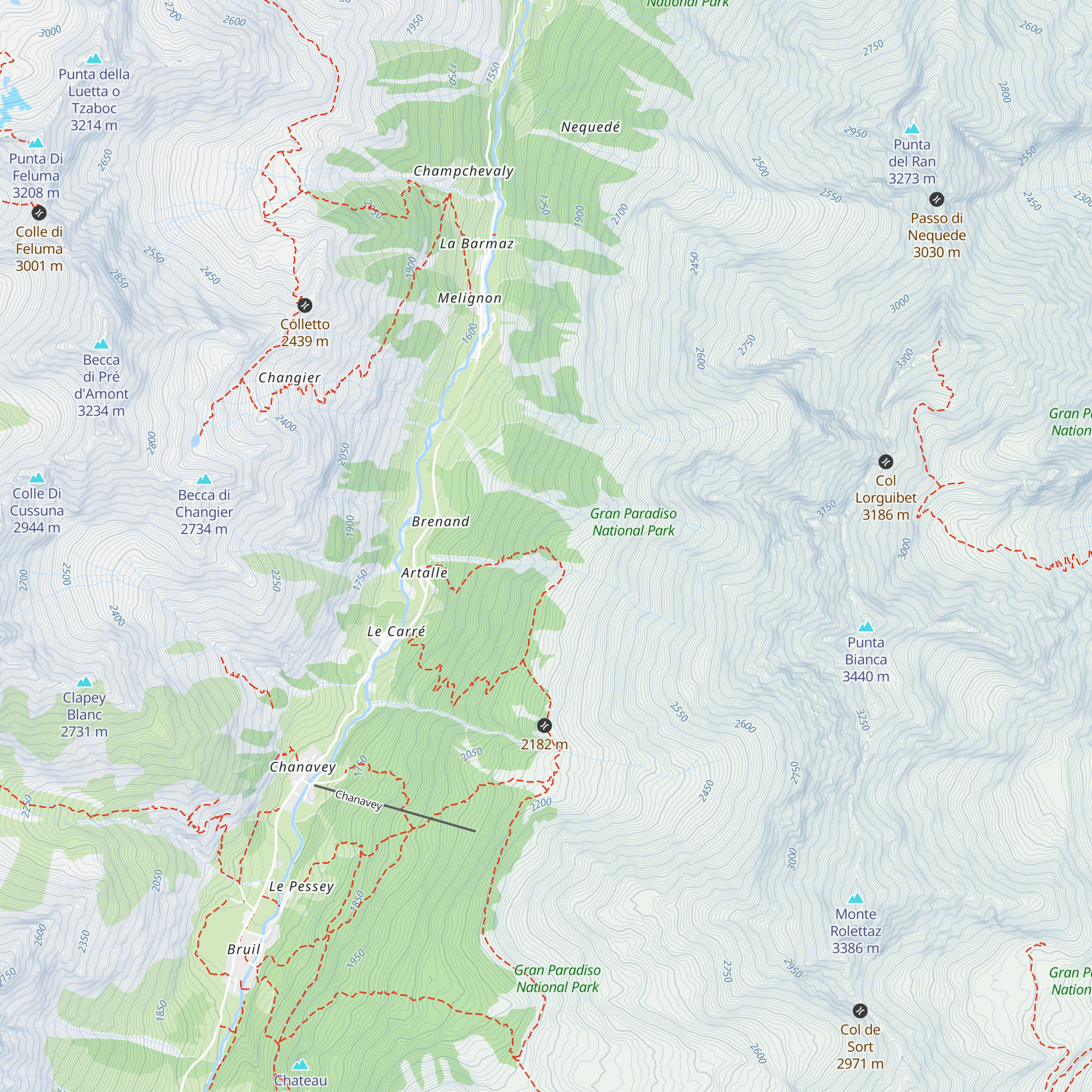 Casotto P.N.G.P. di Le Péchoud map