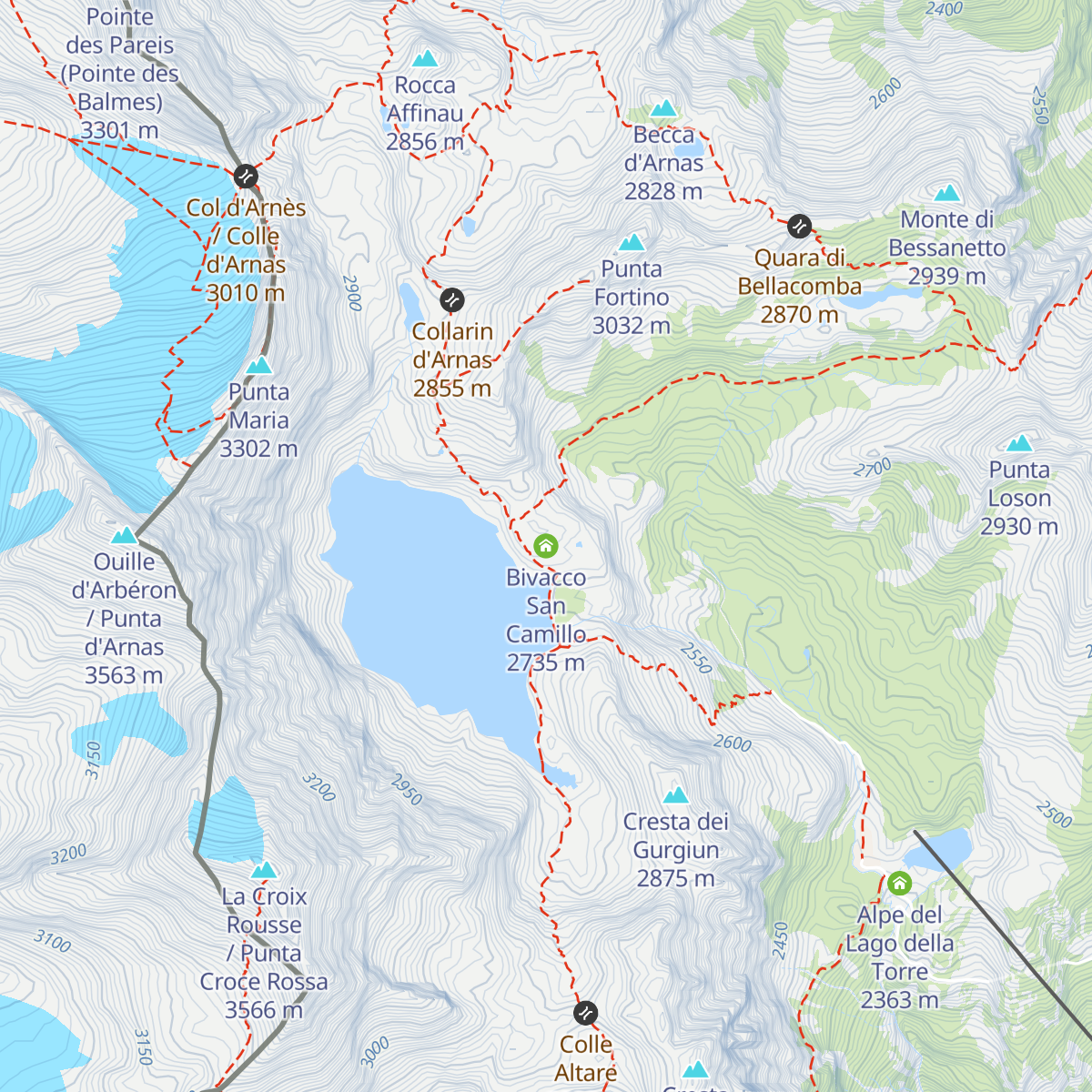 Bivacco San Camillo map