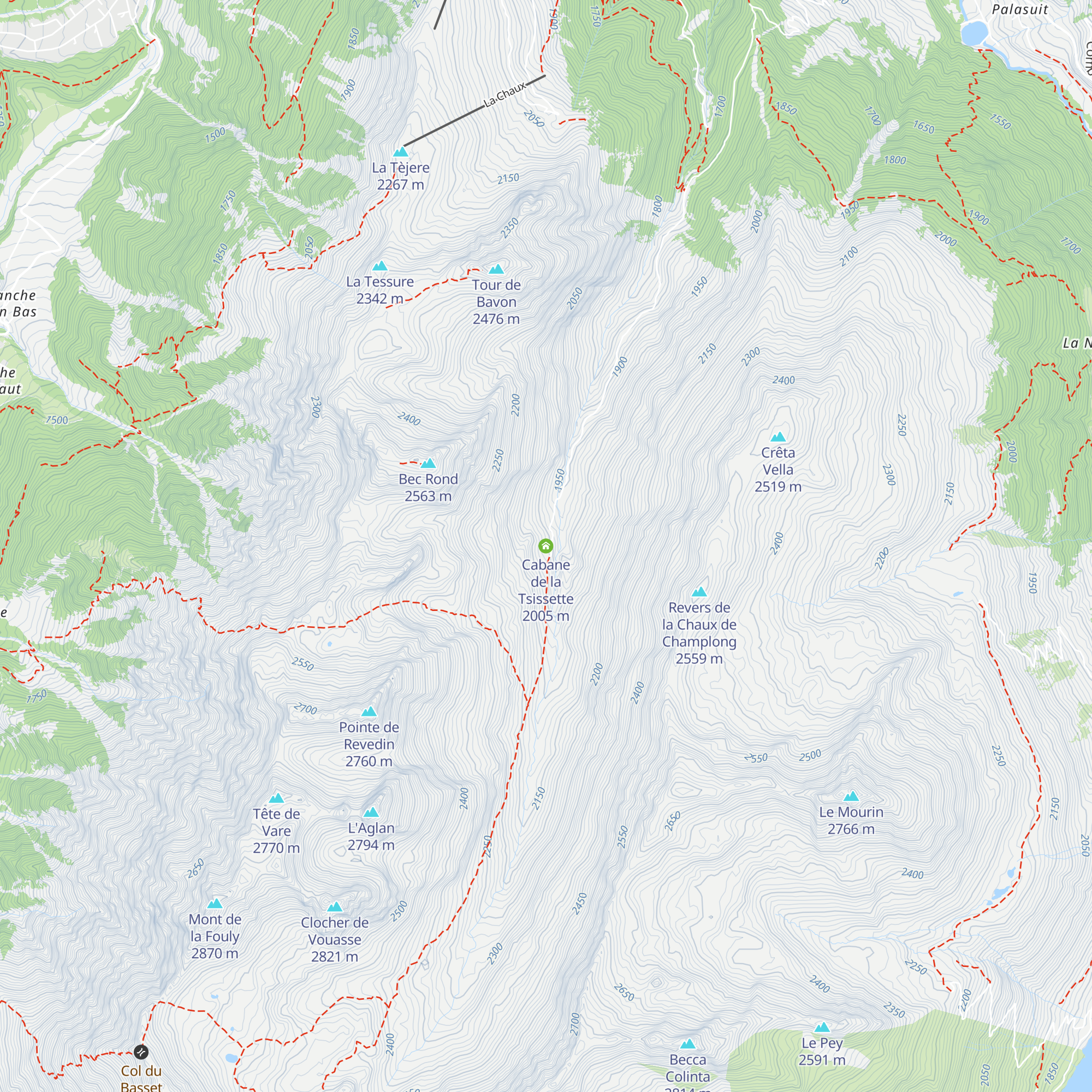 Cabane de la Tsissette map