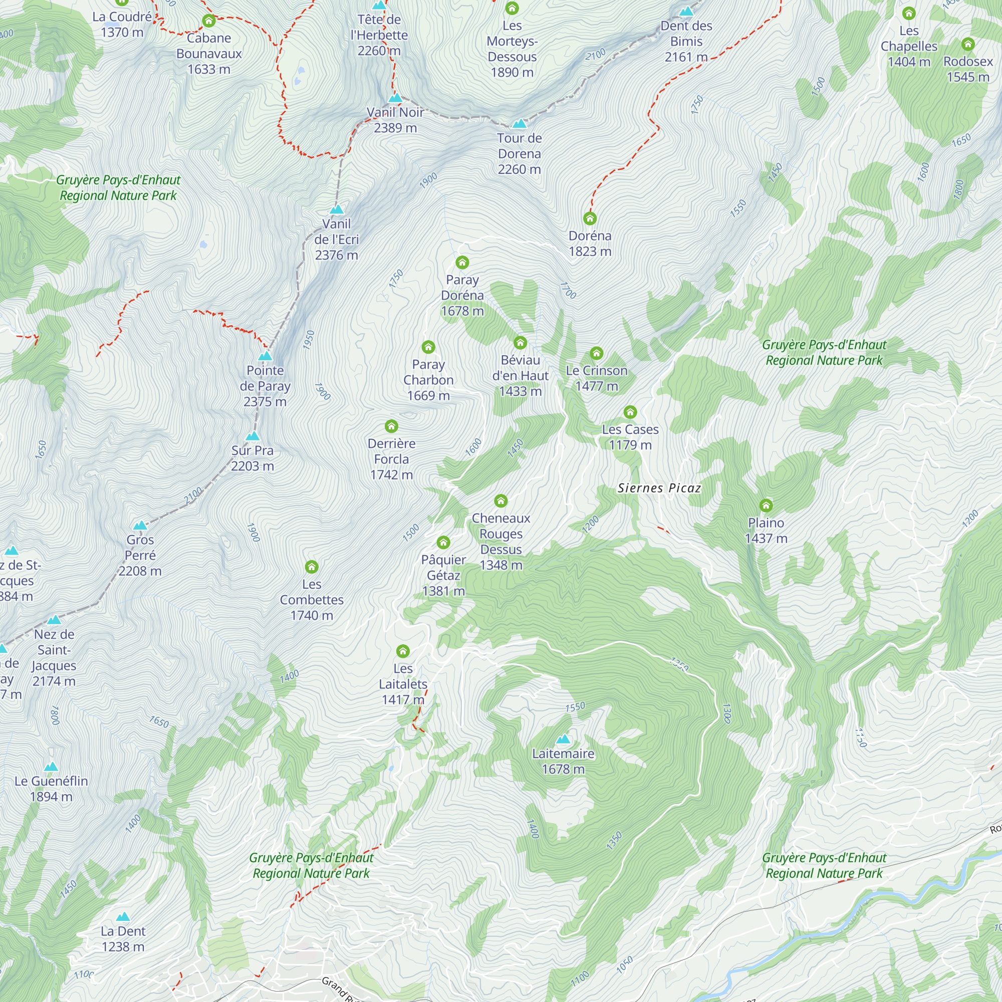 Cheneaux Rouges Dessus map