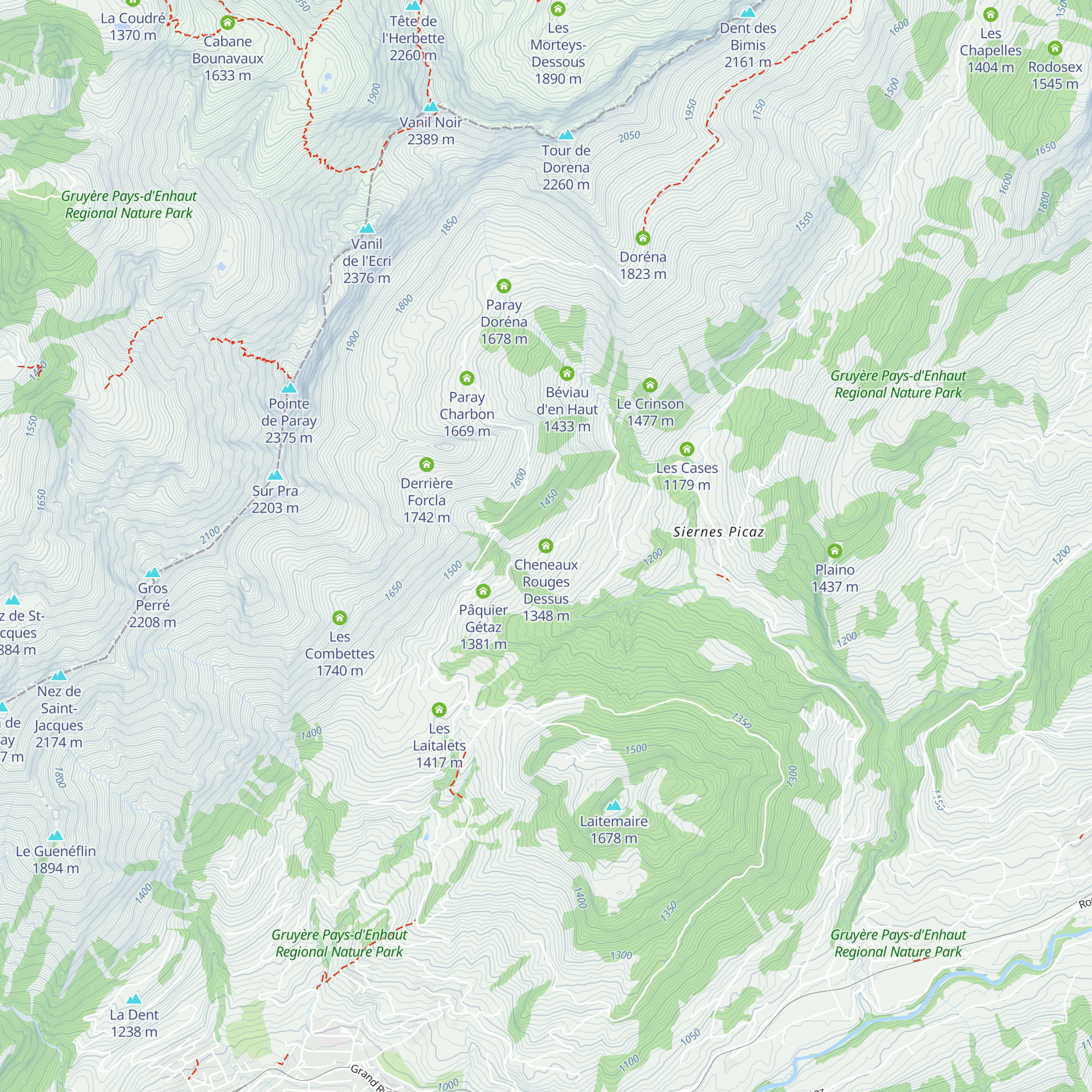 Cheneaux Rouges Dessus map