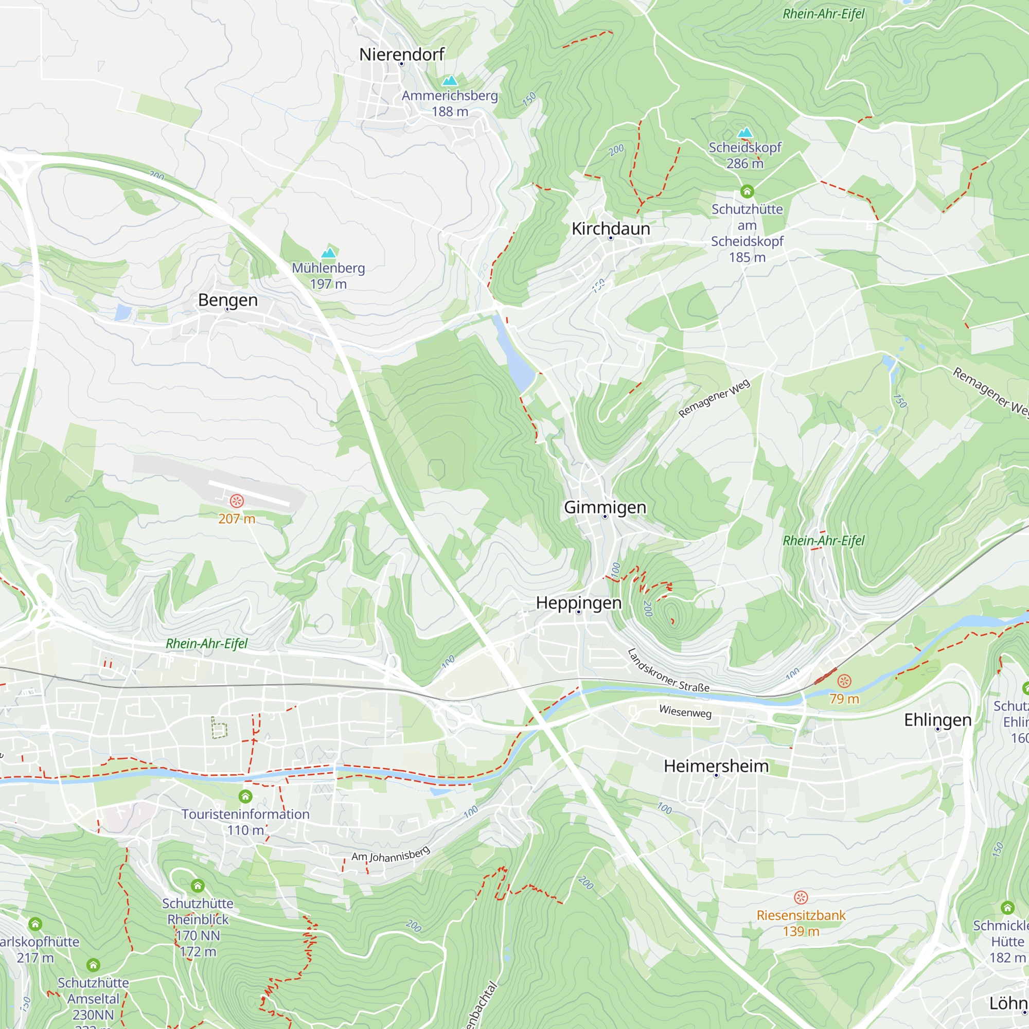 Schützhütte Heppinger Berg 205NN map