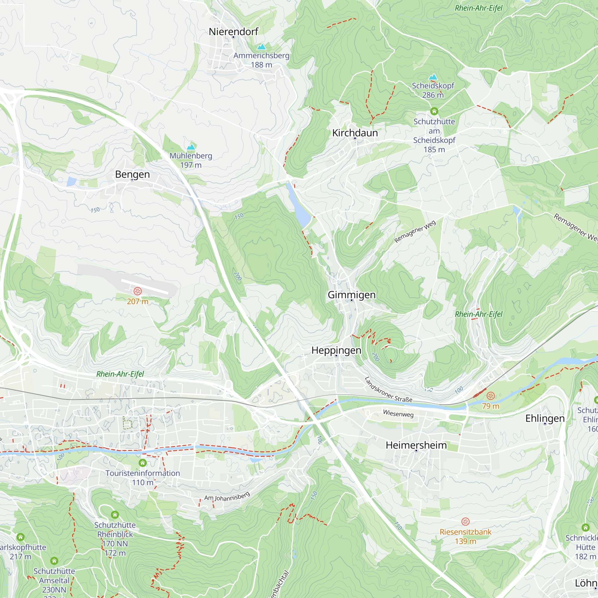 Schützhütte Heppinger Berg 205NN map