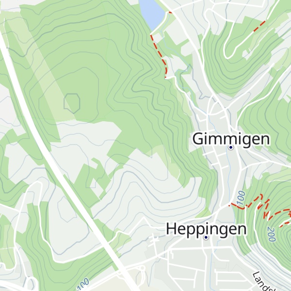 Map of Schützhütte Heppinger Berg 205NN