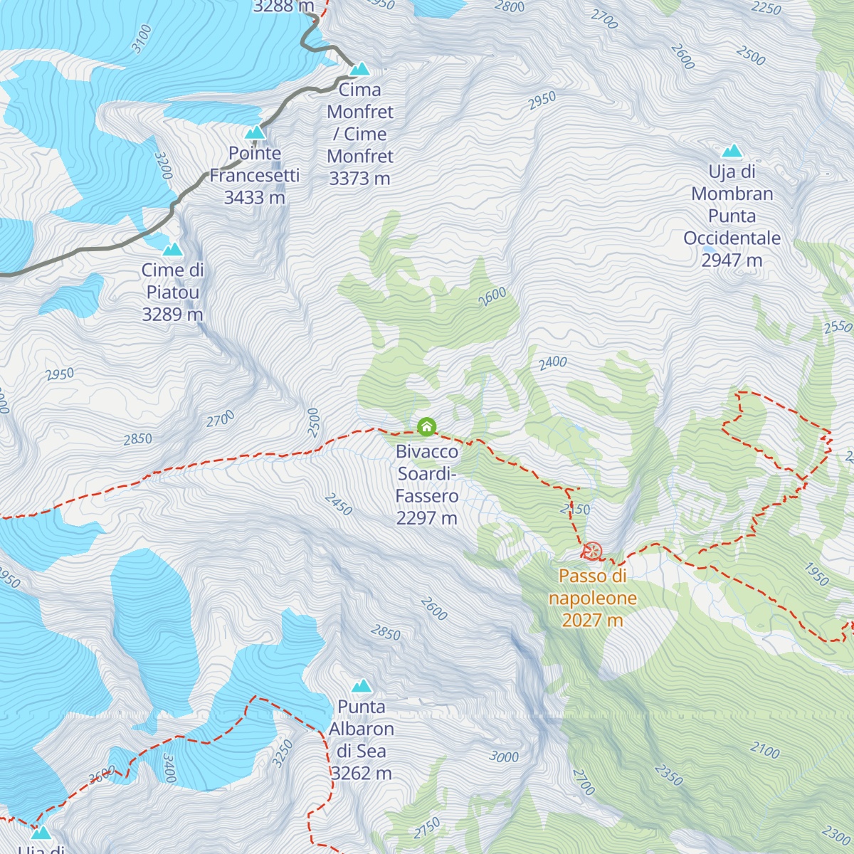 Bivacco Soardi-Fassero map