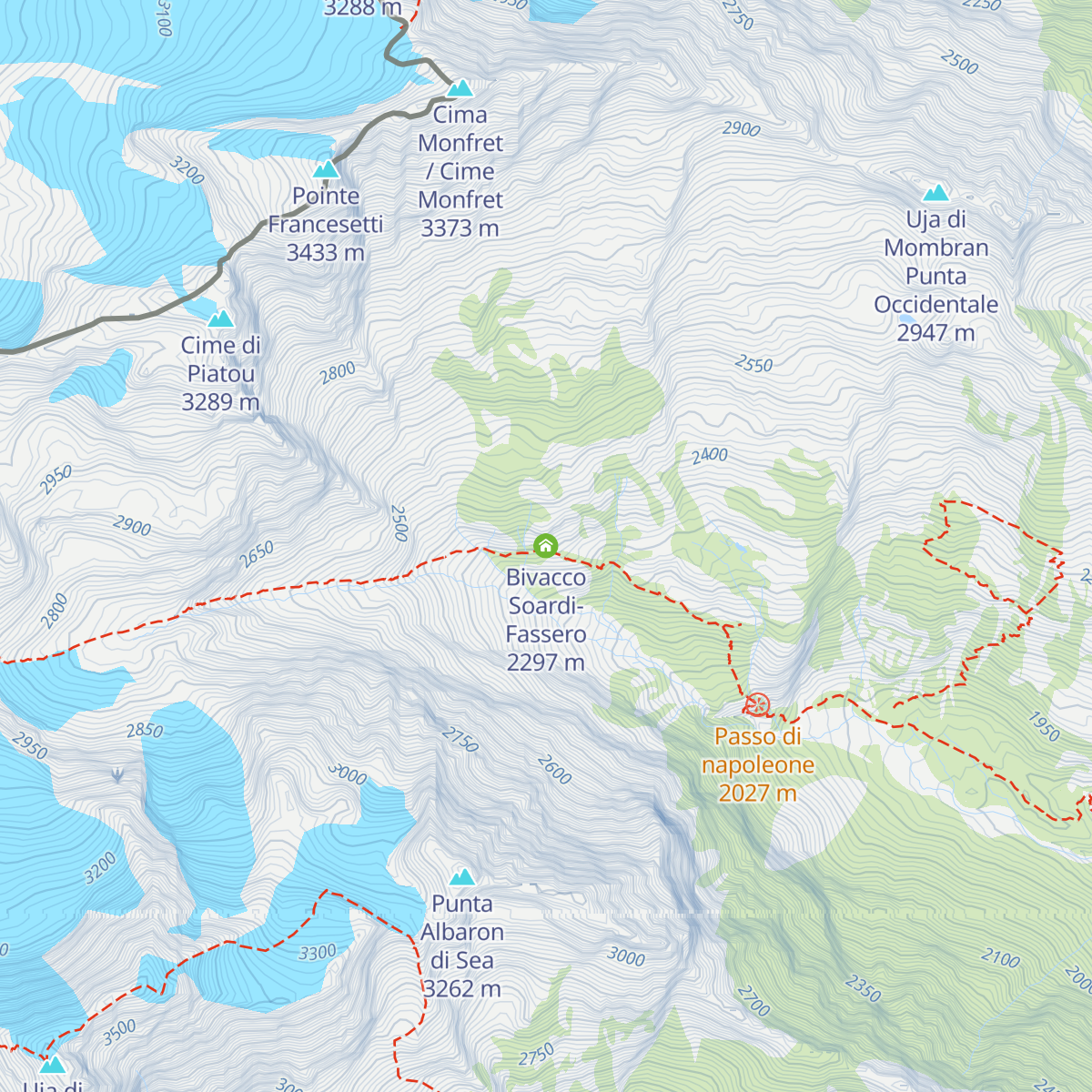 Bivacco Soardi-Fassero map