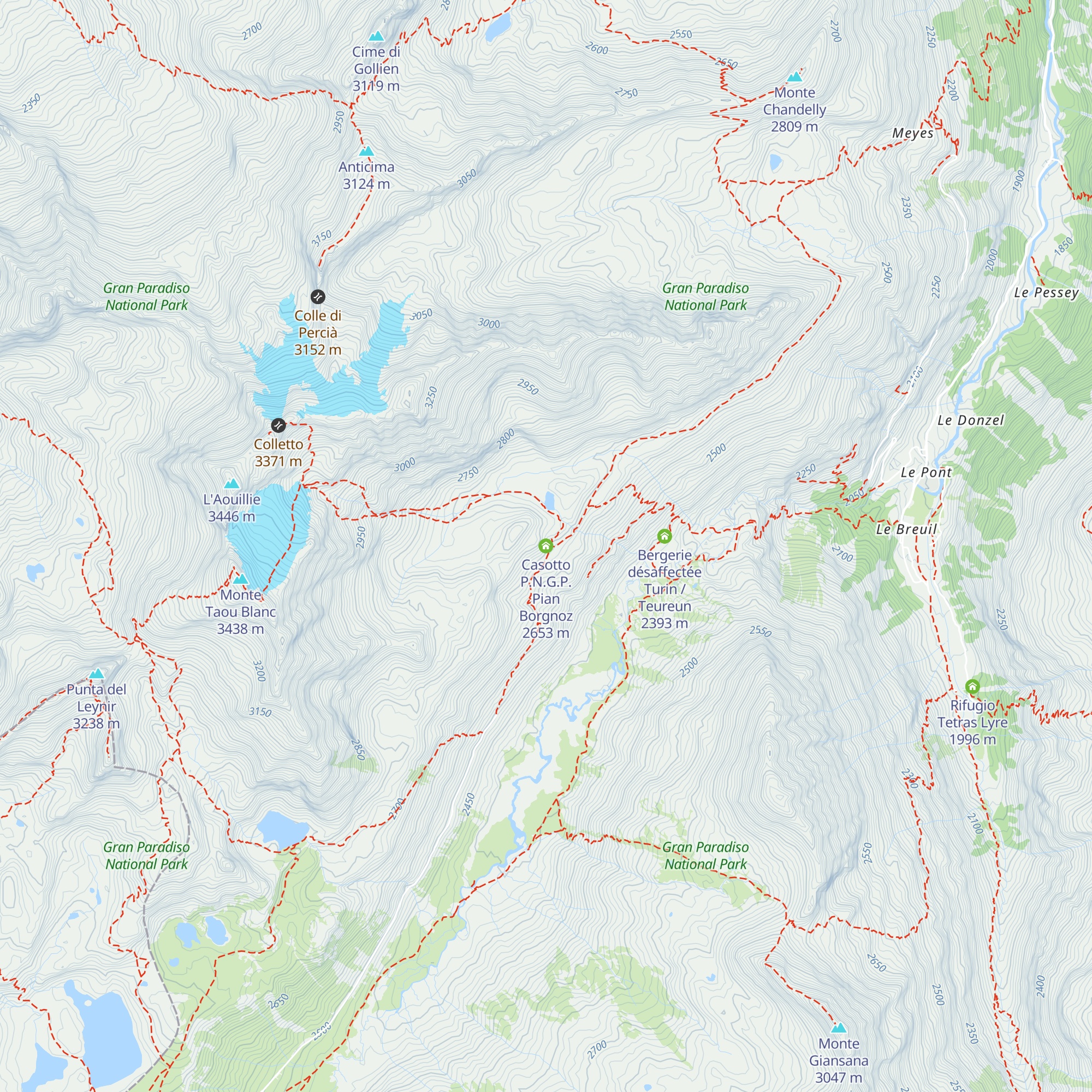 Casotto P.N.G.P. Pian Borgnoz map
