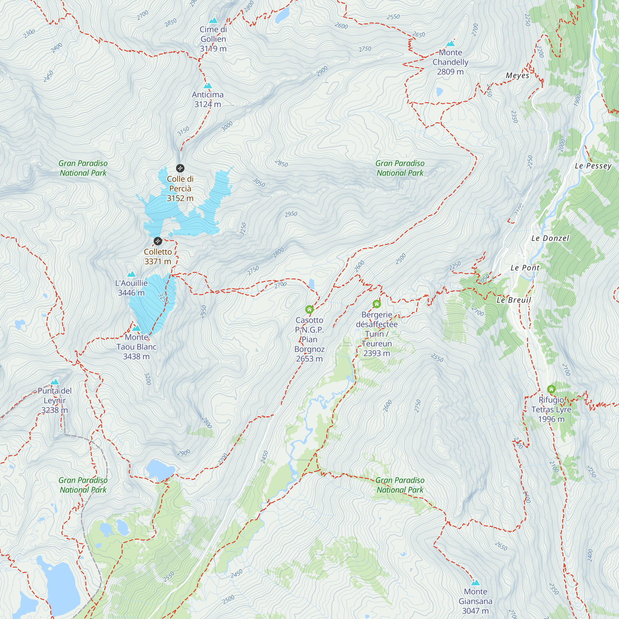 Casotto P.N.G.P. Pian Borgnoz map