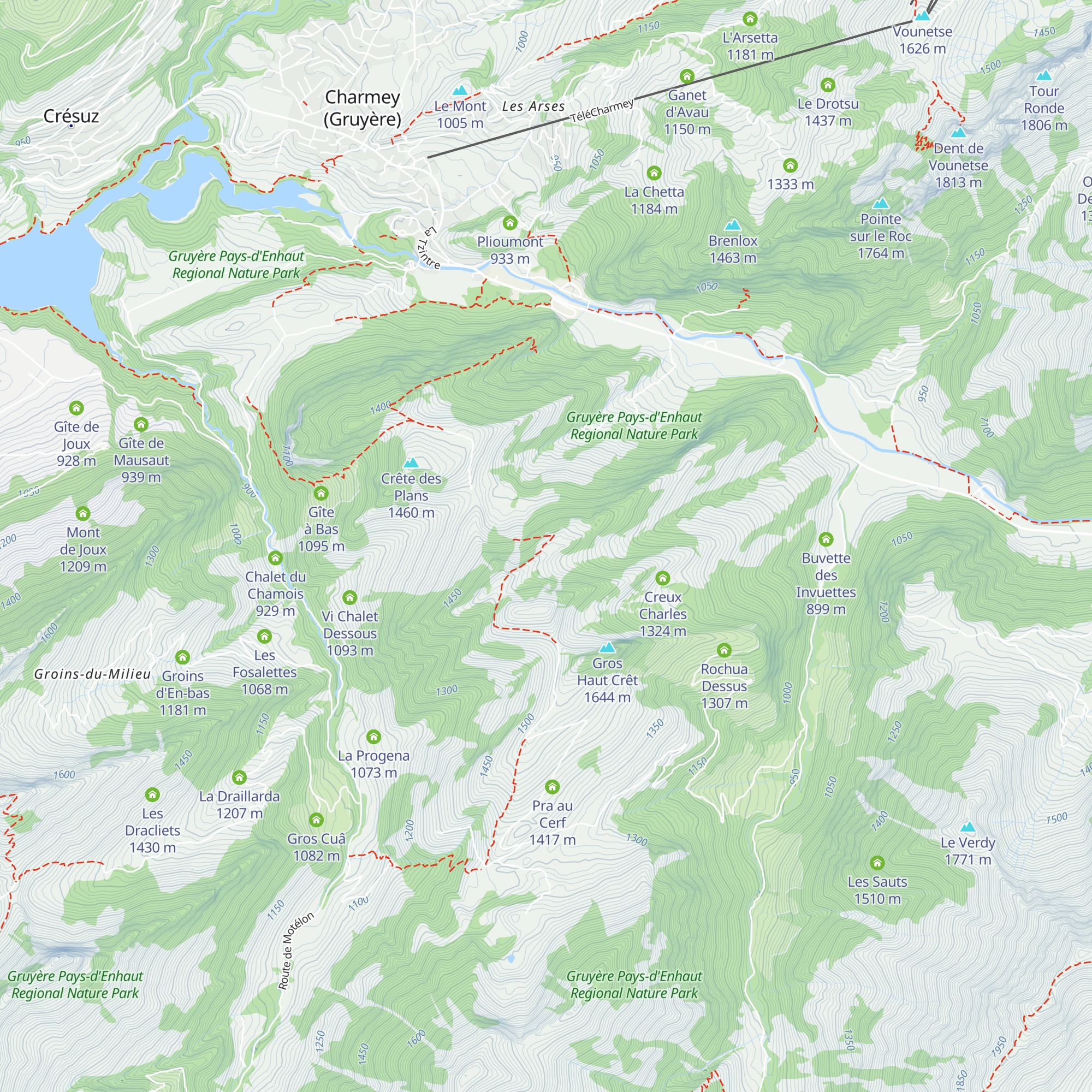 Petit Haut Crêt map