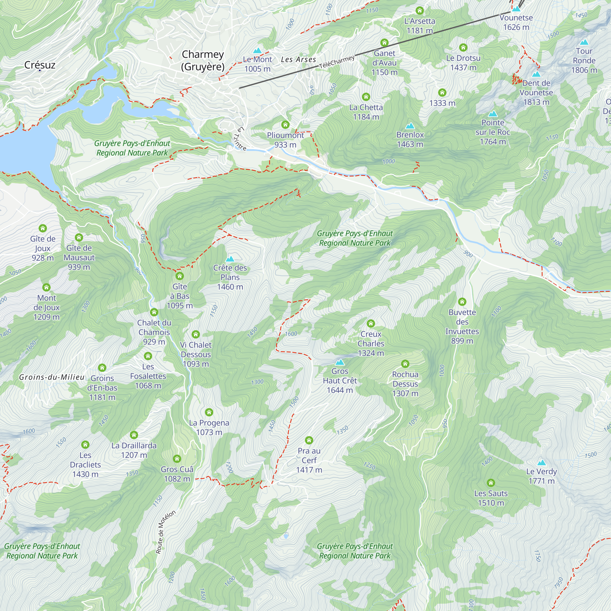 Petit Haut Crêt map