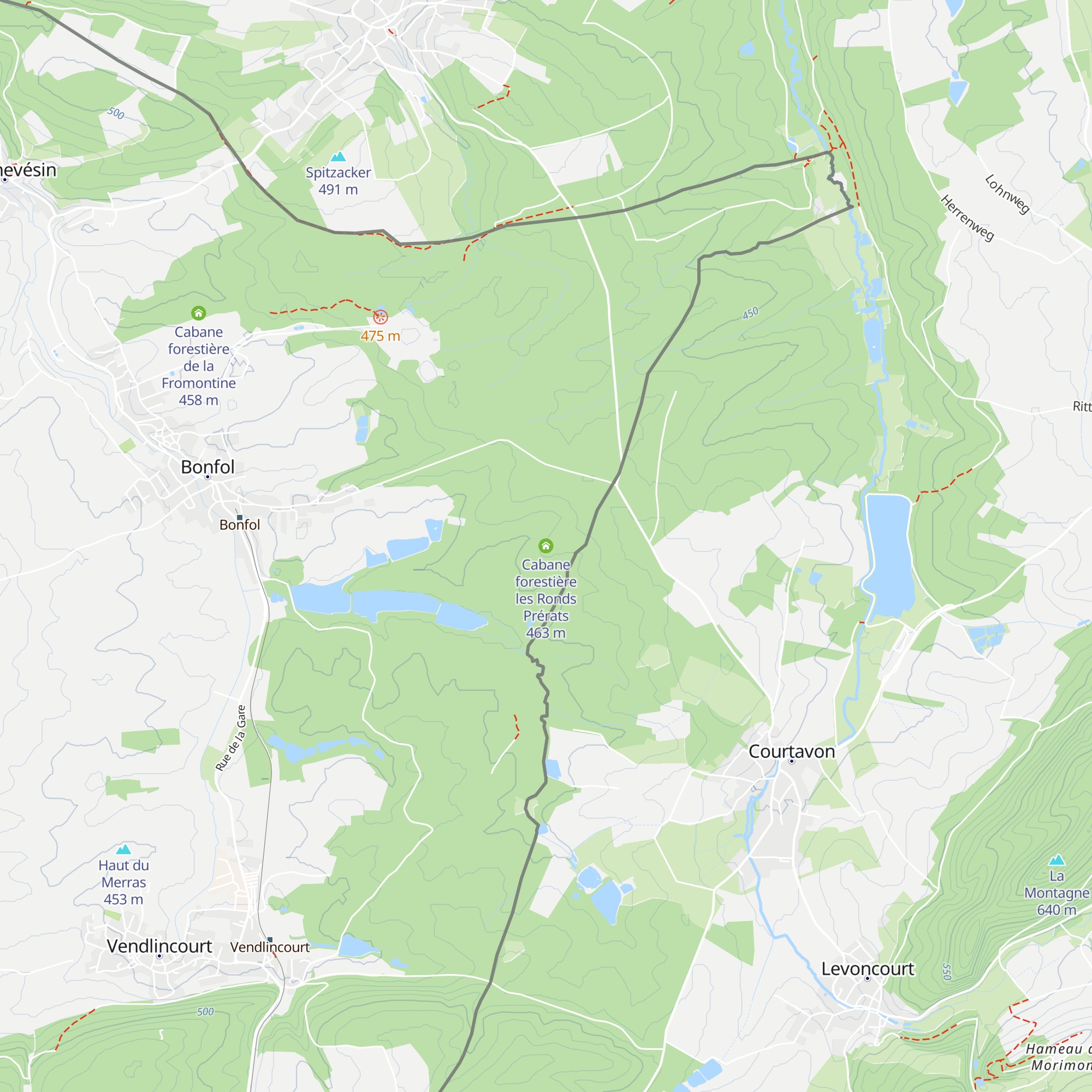 Cabane forestière les Ronds Prérats map