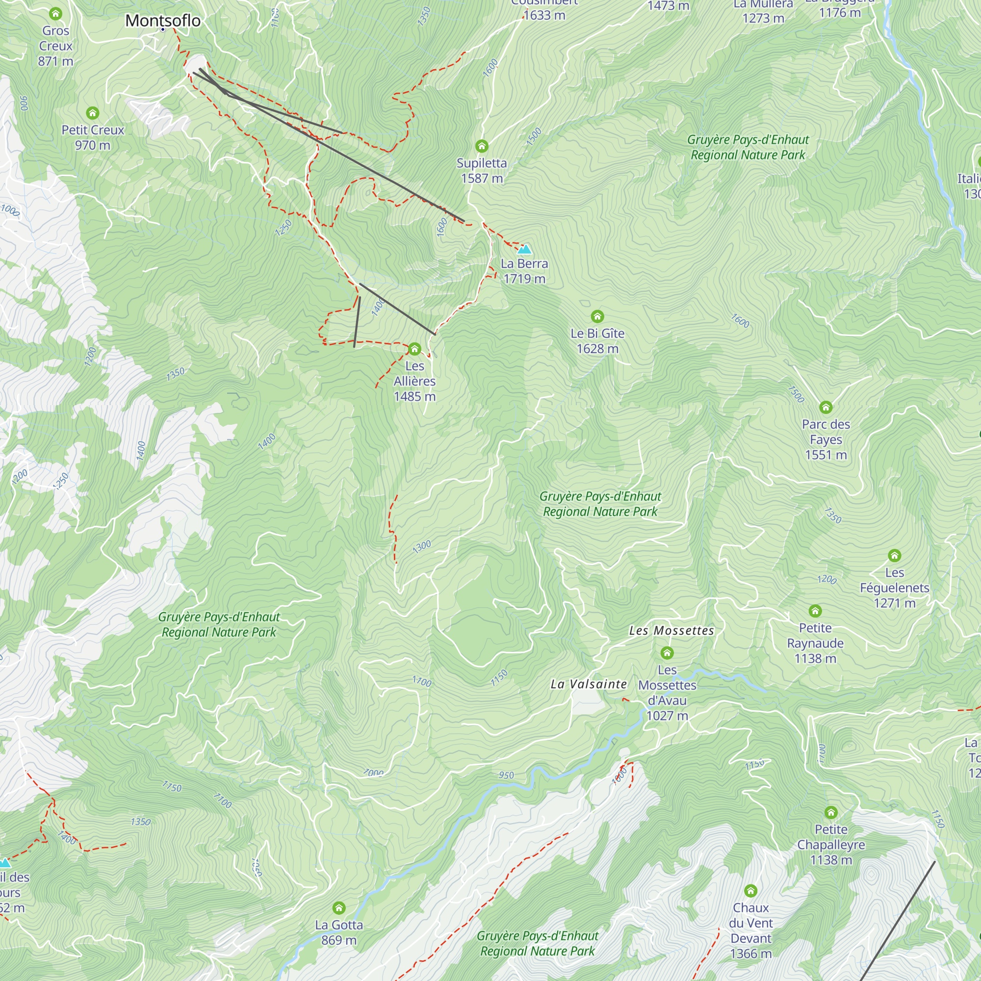 Botteys à Gobet map