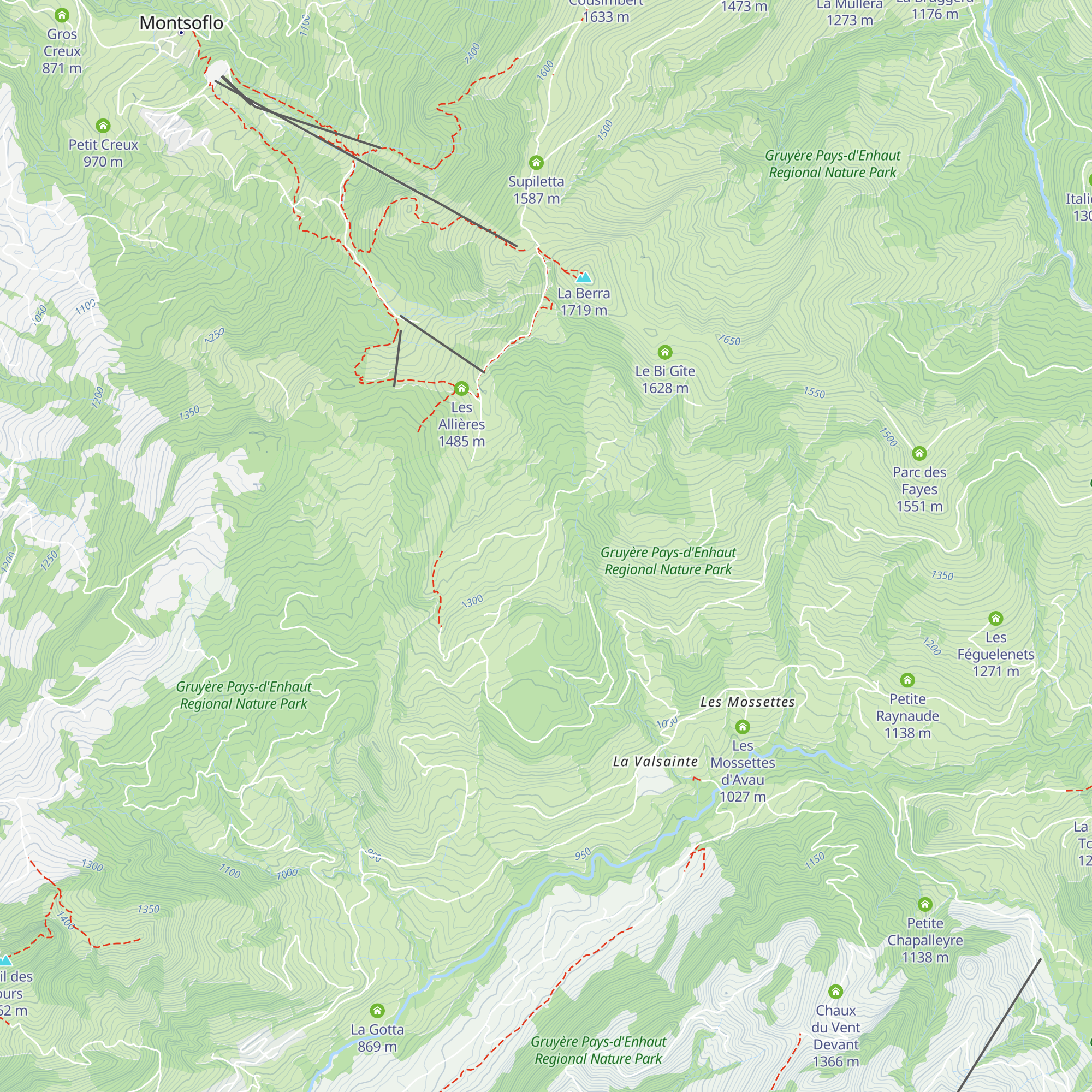 Botteys à Gobet map