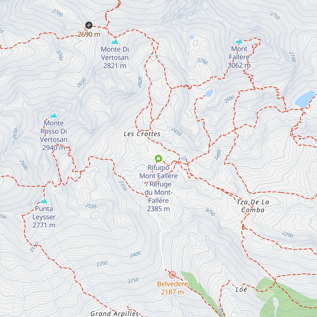 Rifugio Mont Fallère / Refuge du Mont-Fallère map