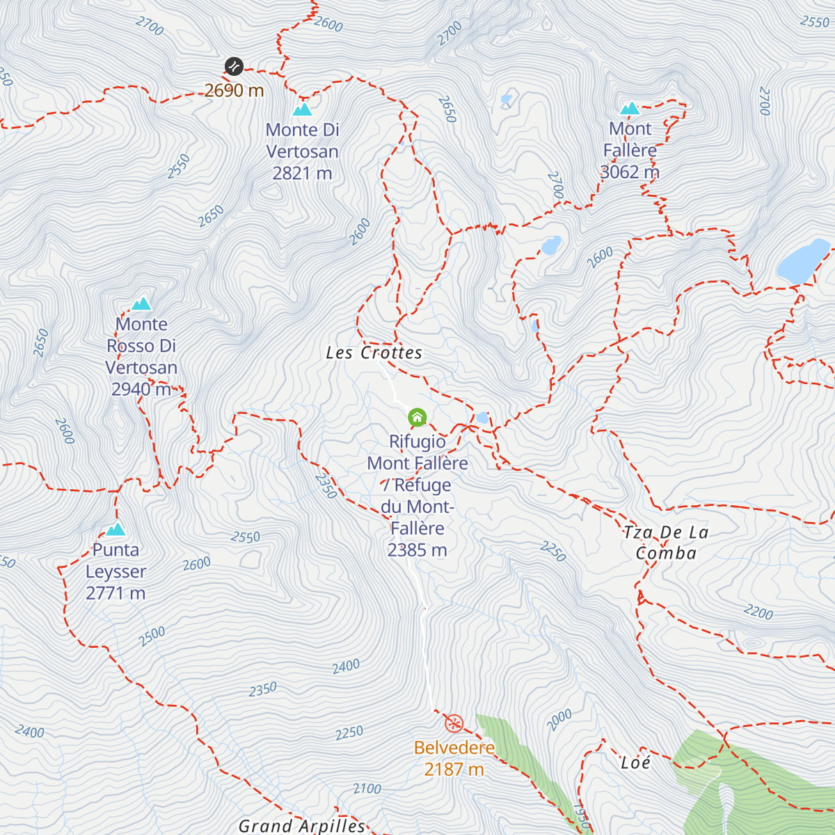Rifugio Mont Fallère / Refuge du Mont-Fallère map