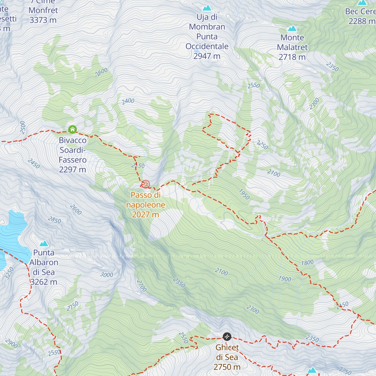 Bivacco Gias nuovo di Sea map