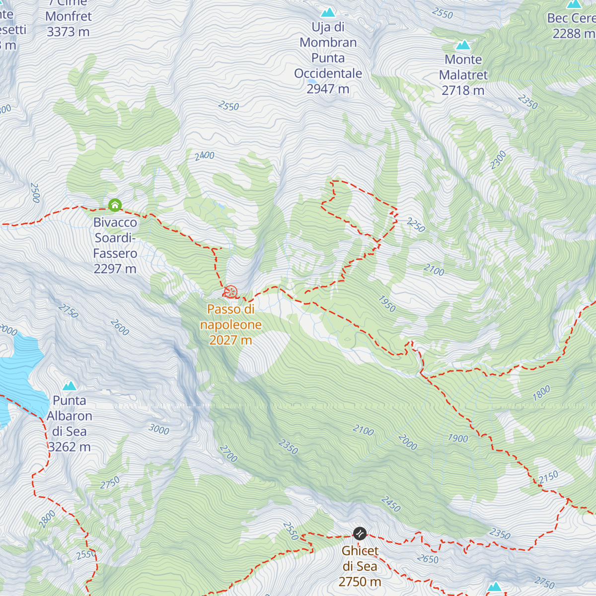 Bivacco Gias nuovo di Sea map