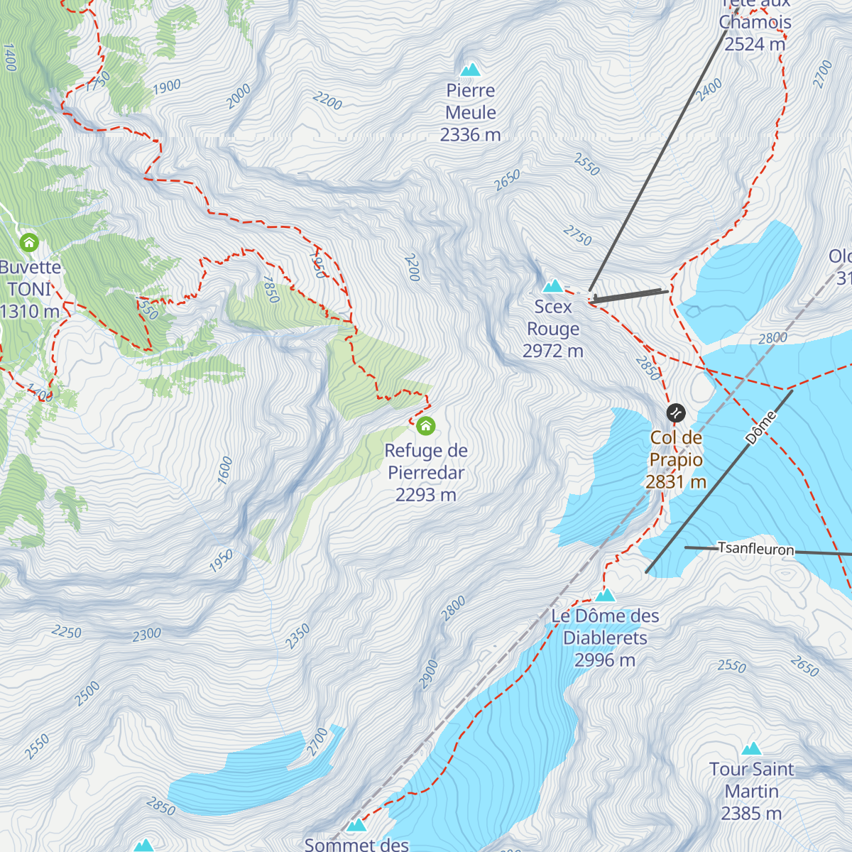 Refuge de Pierredar map