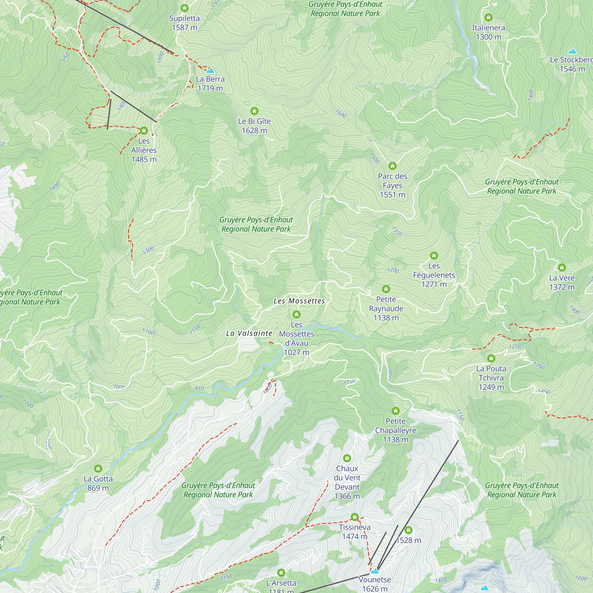 La Pinte des Mossettes map